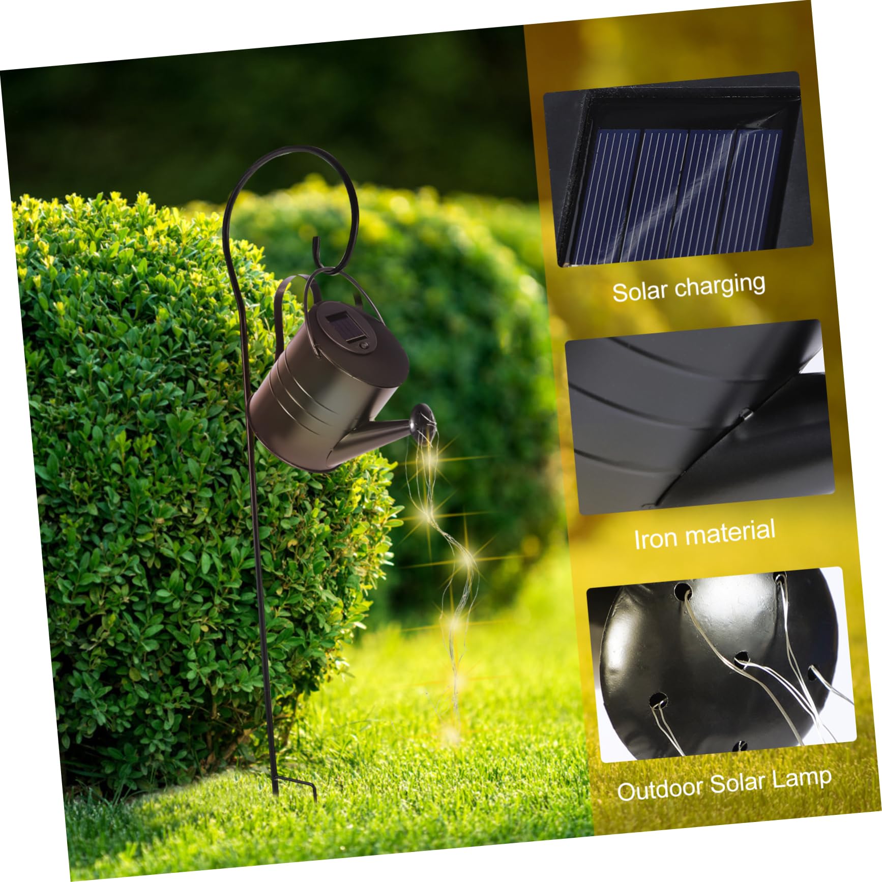 Solar Gießkannenlampe aus Eisen in Schwarz für Garten, Terrasse