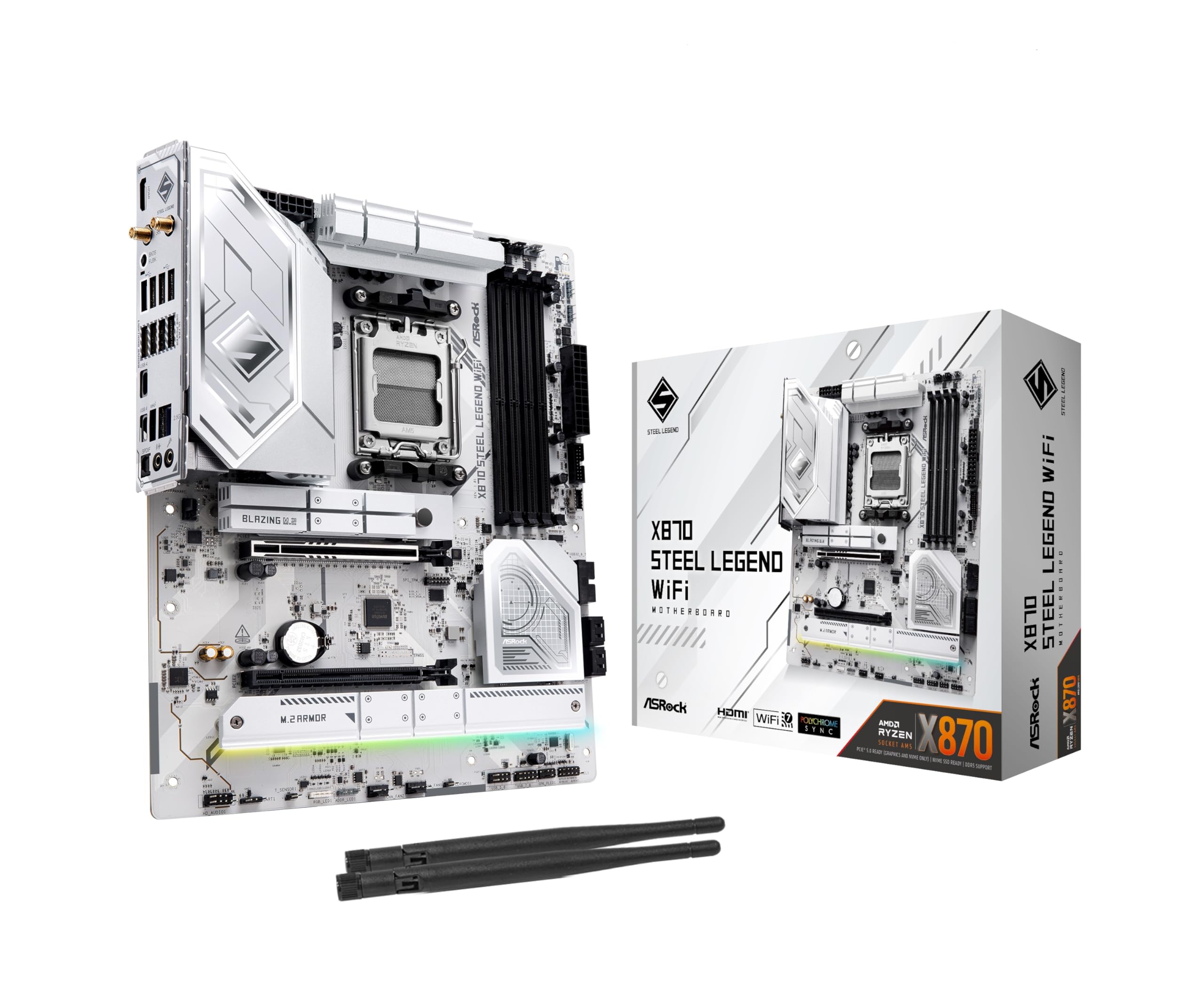 ASRock X870 Steel Legend WiFi 7 AMD Ryzen Socket AM5 ATX Motherboard DDR5 DIMMs 8000 MHz 256 GB SATA3 6.0 Gb/s USB4 M.2-image-12