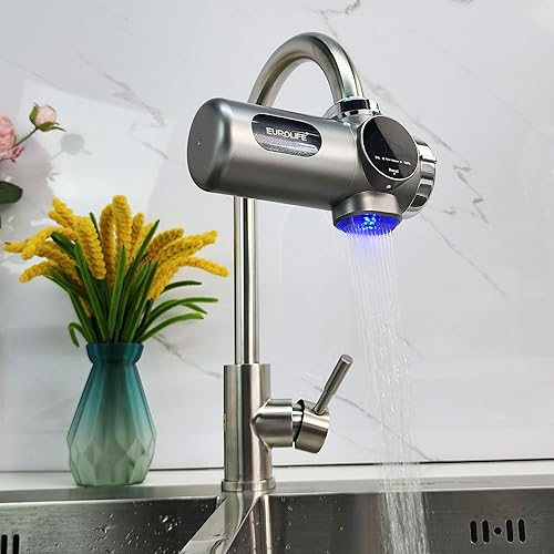 Miniatura 3 de Combo EUROLIFE Filtro de agua para montaje en grifo EL-LS-A15, filtro de agua LED para fregadero con luz UV e indicador de vida del filtro en tiempo
