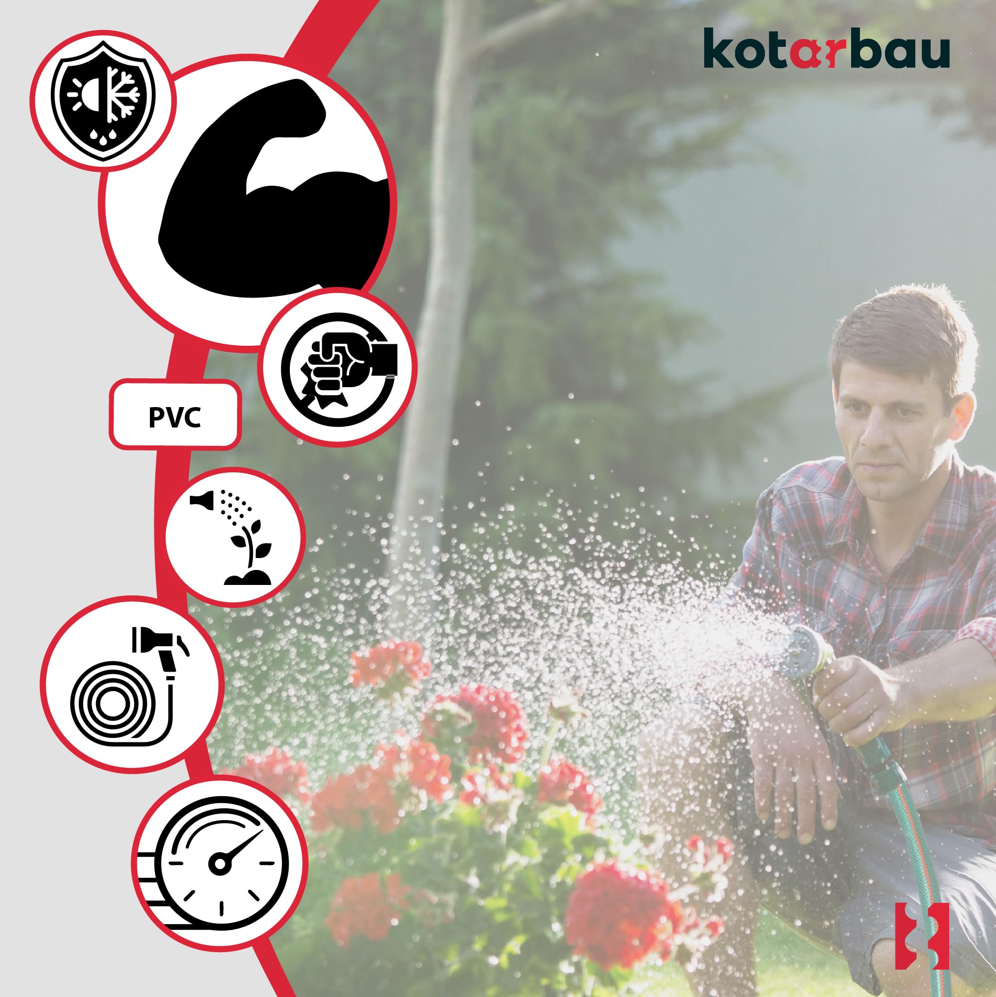 KOTARBAU® - Tubo da giardino da 3/4", 30 m, a 3 strati rinforzati, professionale per innaffiare piante, colore verde