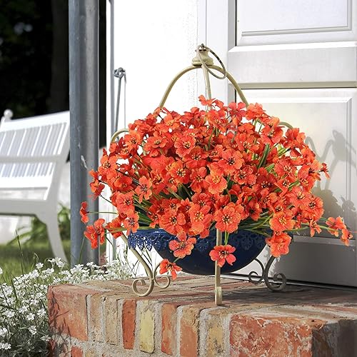 Miniatura 3 de IVITA 10 paquetes de flores artificiales para exteriores, resistentes a los rayos UV, artesanía original, flores falsas con hermosos patrones, no se