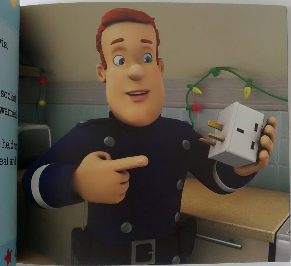 Fireman Sam with a playful Santa