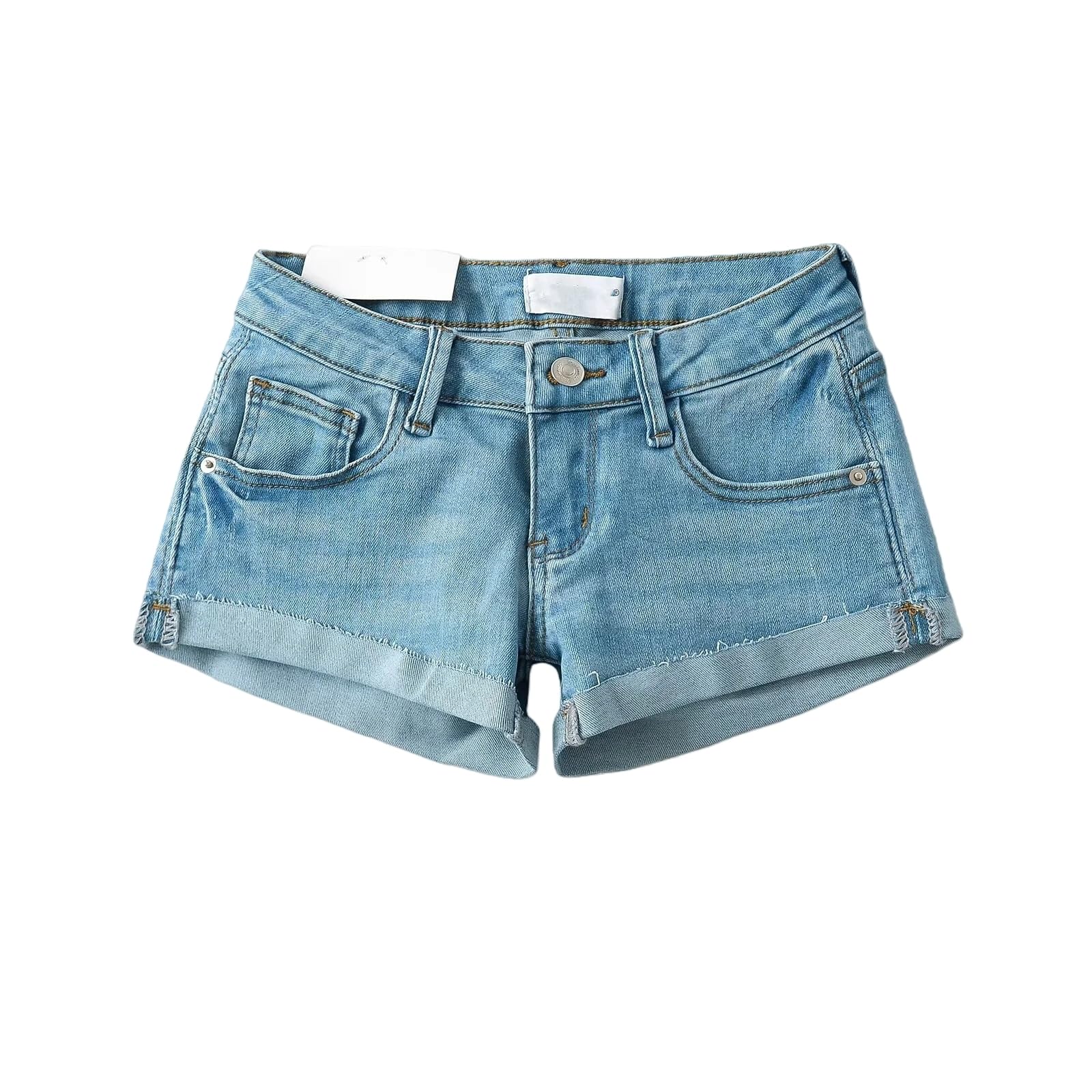 Short jean femme shorts femmes pantalons droits denim taille basse slim d'été M