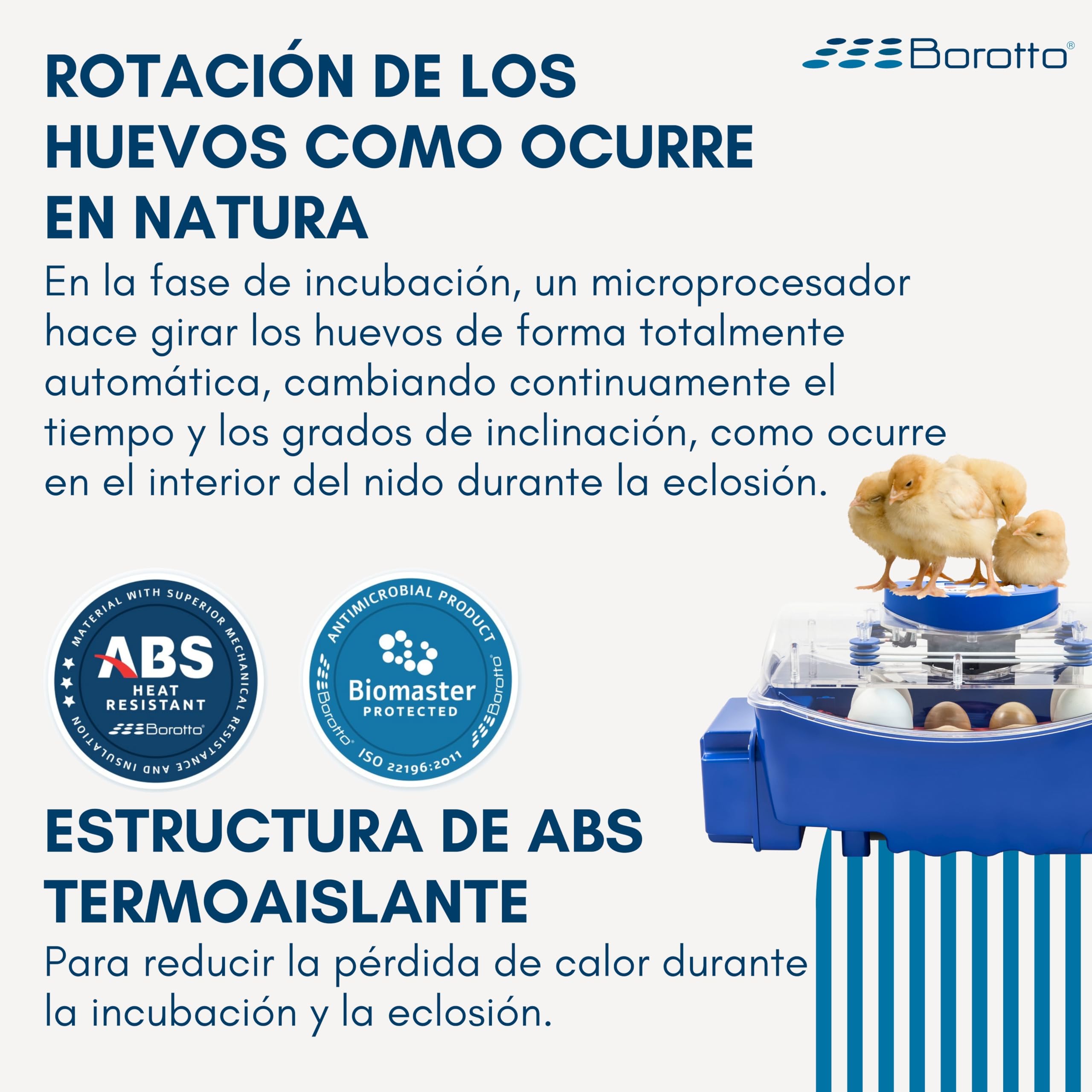 Borotto Lumia 16 Expert | Incubadora de Huevos Automática Profesional Patentada 16 Huevos o 64 Pequeños con Volteador de Huevos Automático, Control de Temperatura, Humidificador Sirio | Made in Italy