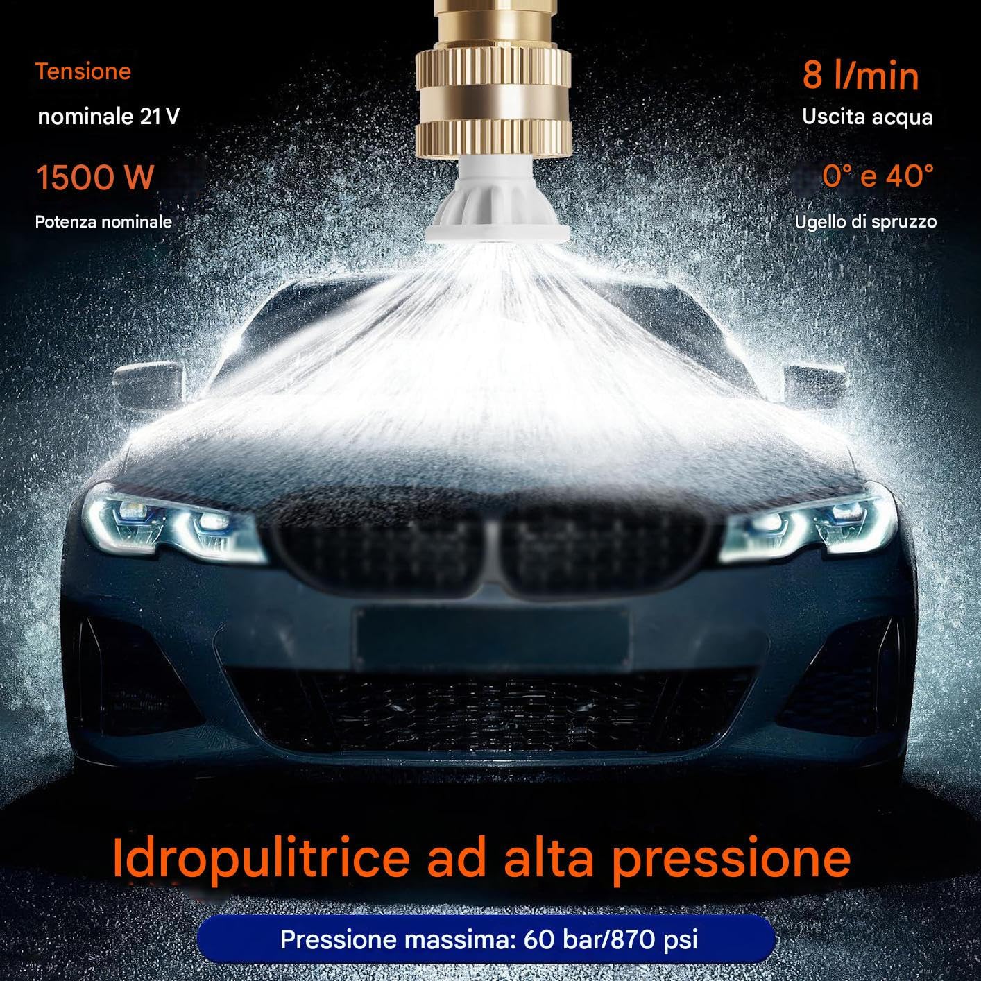 Hidrolimpiadora Inalámbrica Eléctrica Portátil Sin Cable | Máquina de Limpieza con Manguera de 5 m para Lavado de Coches y Baño de Mascotas