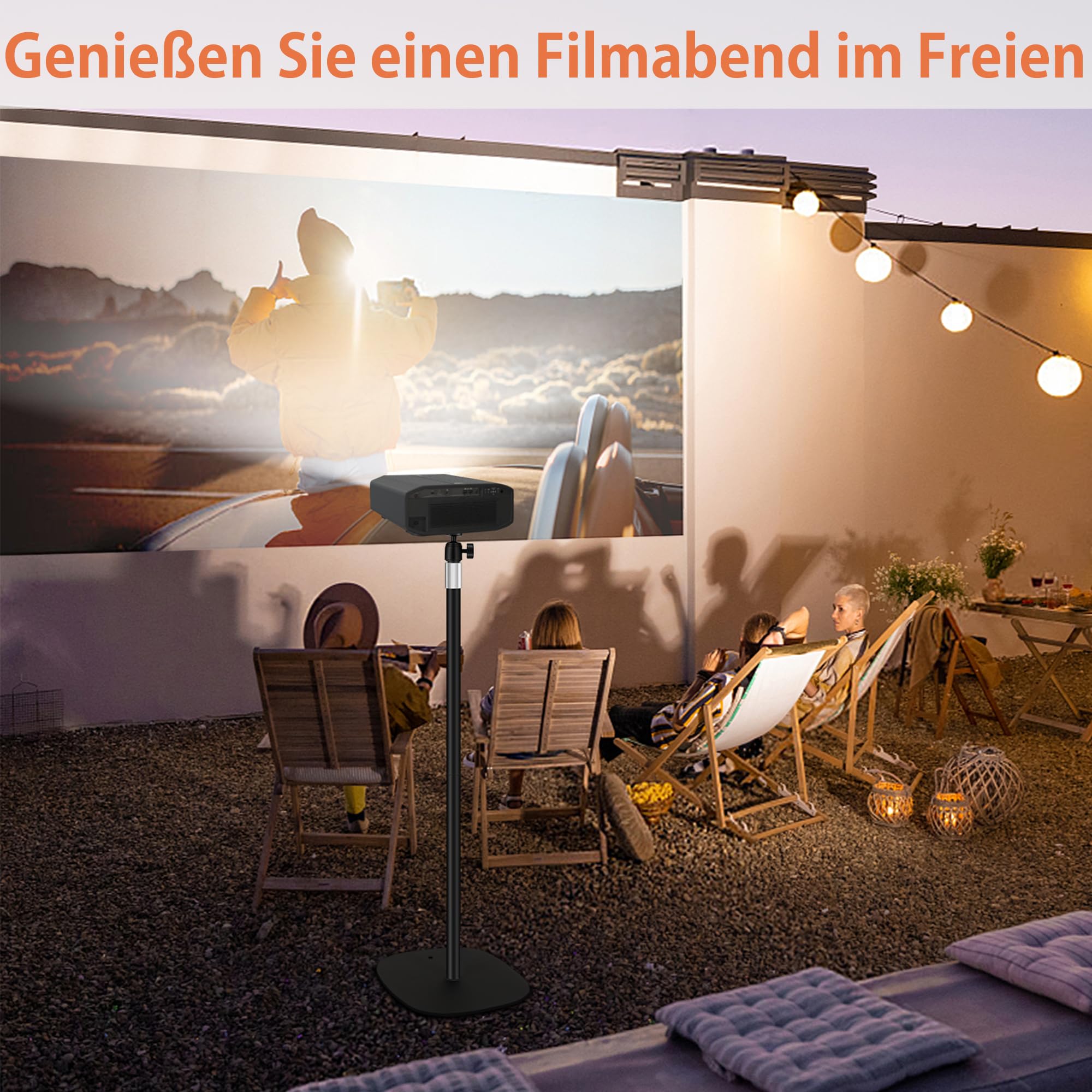 Beamer ständer Projektor Halterung, Beamer Halterung Höhenverstellbar von 90-126cm mit 360°Winkelrotation, Platzsparend, Tragkraft bis zu 5kg, Kompatibel mit Beamern, Kameras, Handyhalterungen