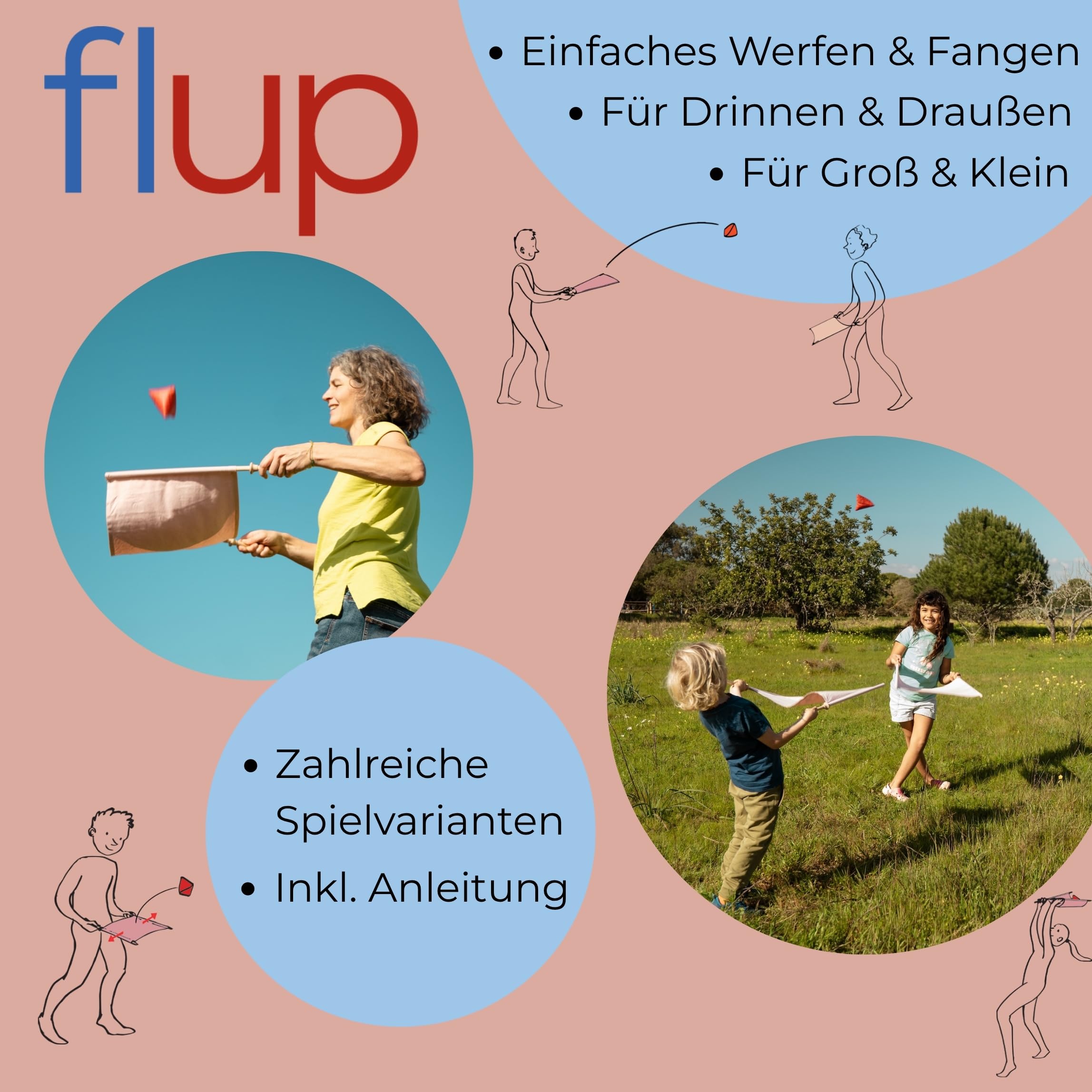 flup Wurfspiel – Outdoor Spiel für Kinder & Erwachsene | Geschicklichkeitsspiel & Fangspiel | Bewegungsspiel für Garten, Park & Strand | Nachhaltig & Made in Germany
