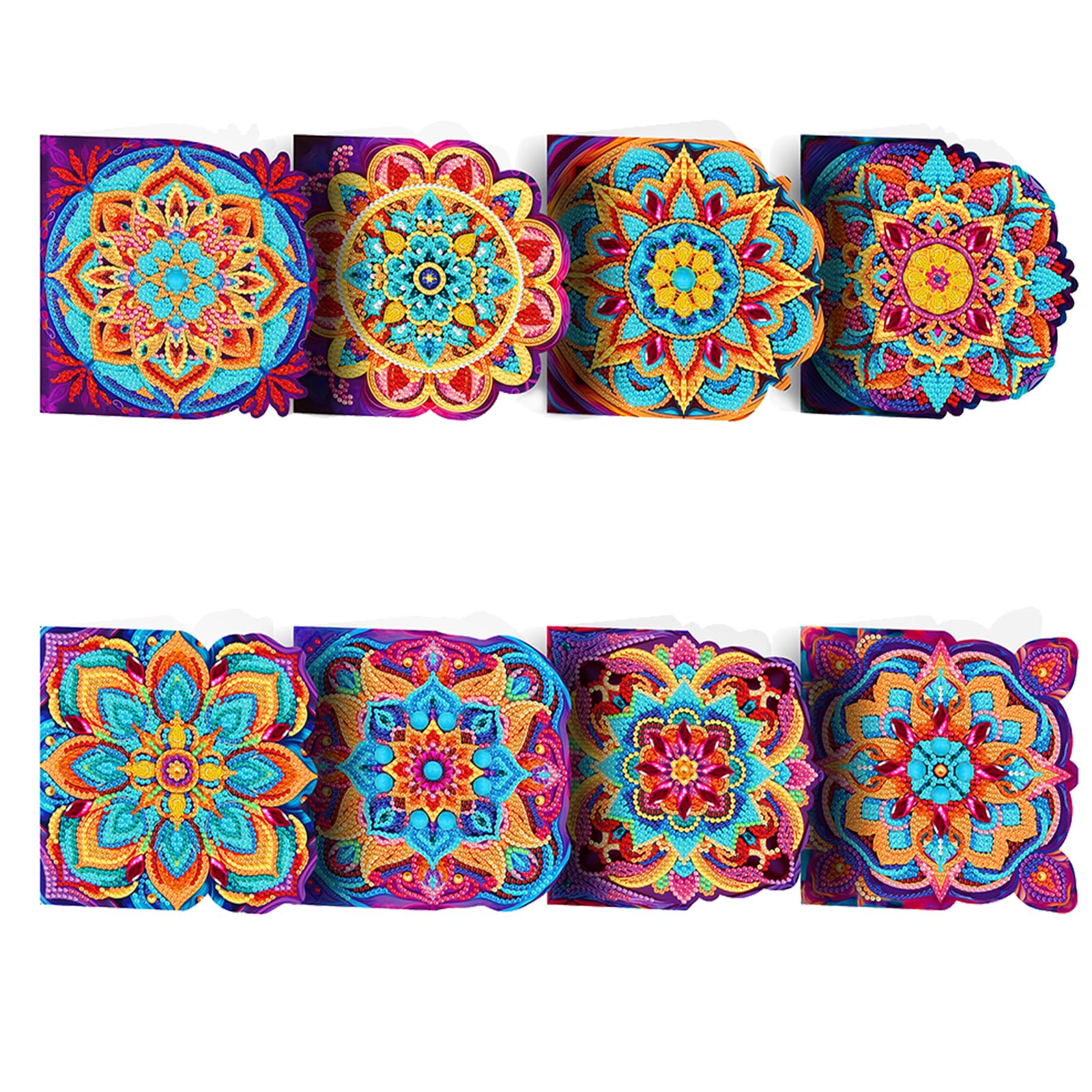 POETRYDRAW 8Pcs Mandala DIY Diamond Art Painting Greeting Card Set with Envelopes Crystal Painting Art Greeting Cards for Beginner Adult Holiday Crafts Gifts (Mandala)