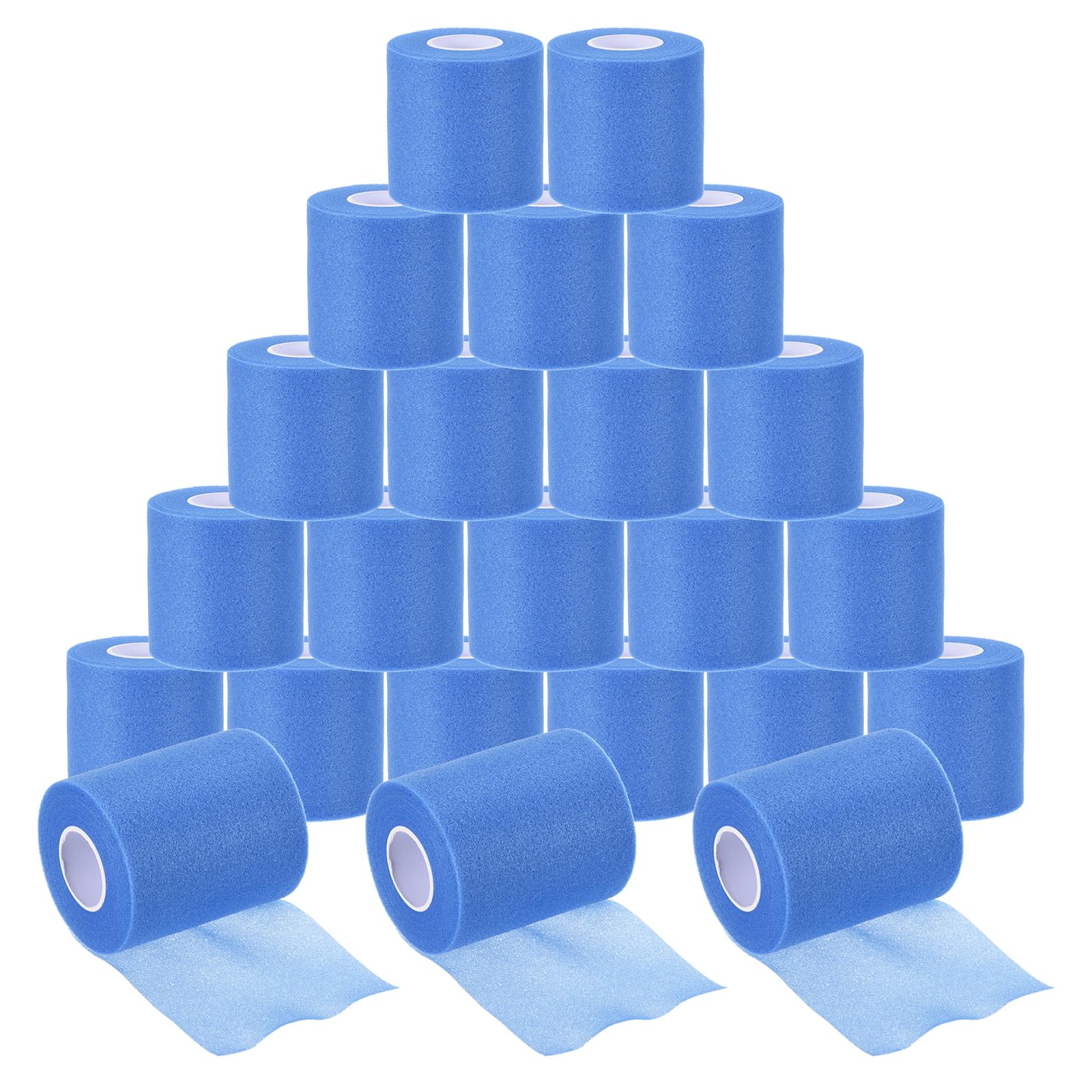 PATIKIL 24 Pack Foam Sports Pre-Wrap Athletic Tape Sports Elastic Wrap 30 Yard Breathable Bandage Rolls Tennis Racquet