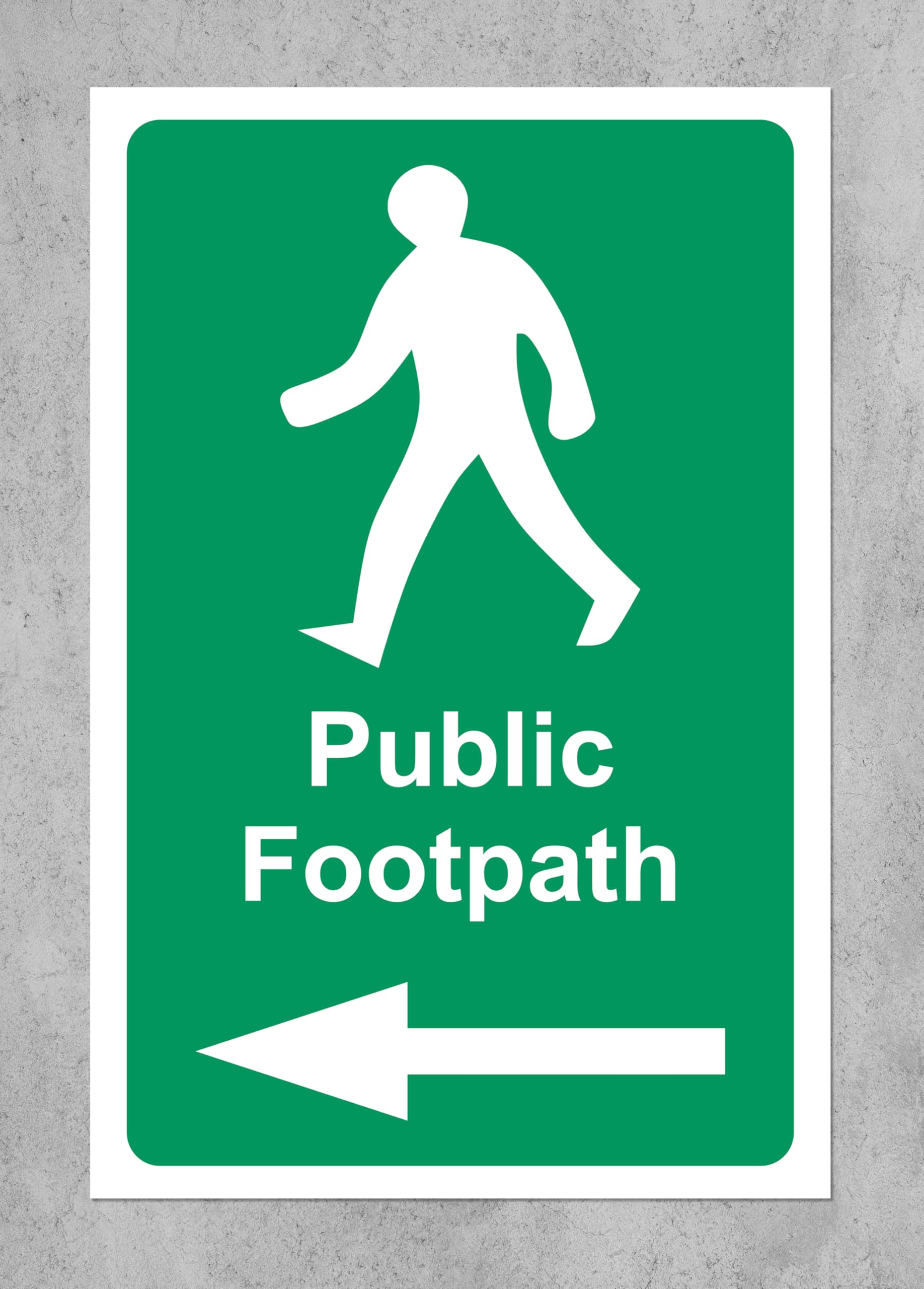 Public footpath left safety sign - 1mm Plastic sign (200mm x 150mm)