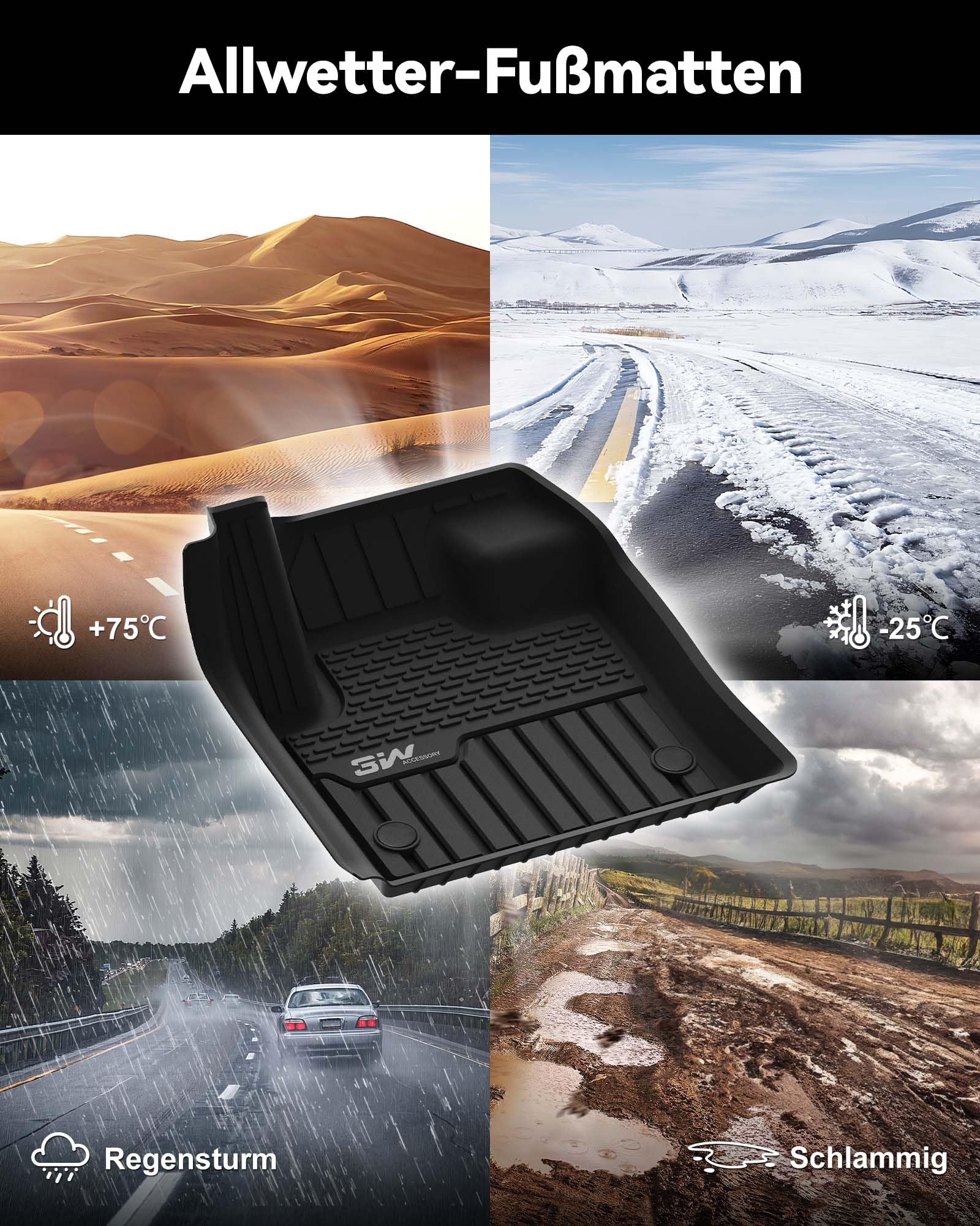 3W Fußmatten für Land Rover Discovery Sport L550 2020-2026 | TPE Thorex™ Allwetter | 3D Maßgeschneiderte Passform | Hundefreundlich Auto Zubehör | Wasserdicht & Kratzfest | Antirutsch