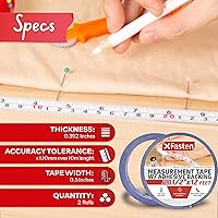 Vista 2 de XFasten Tape Measure with Adhesive Back, 0.5-Inch x 12-Feet (2-Pack) Left to Right Peel and Stick Measuring Ruler Tape for Workbench, Woodworking