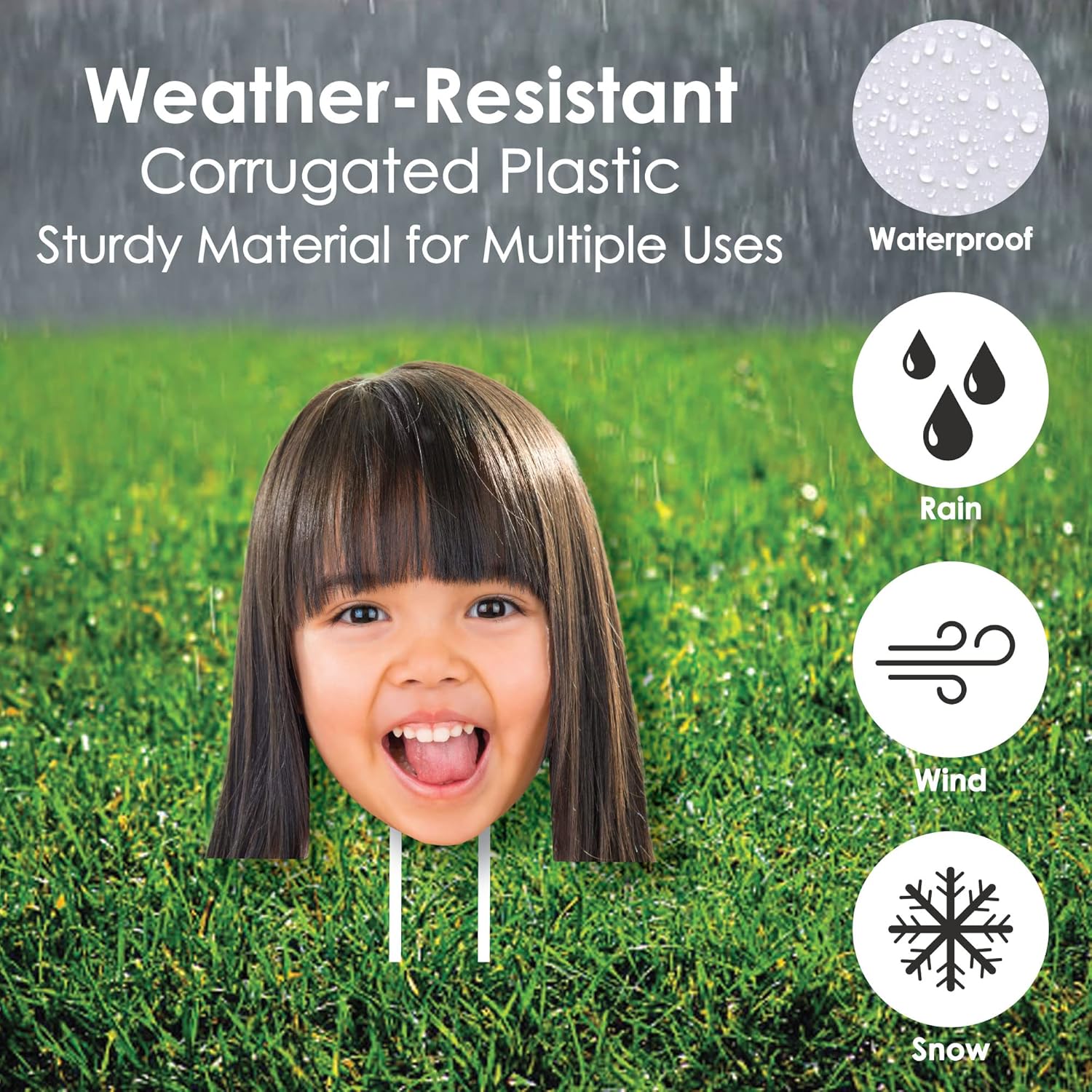 Big Dot of Happiness Fun Face - Custom Photo Head Cut Out Lawn Decorations - Outdoor Yard Sign - Upload 1 Photo - 10 Piece