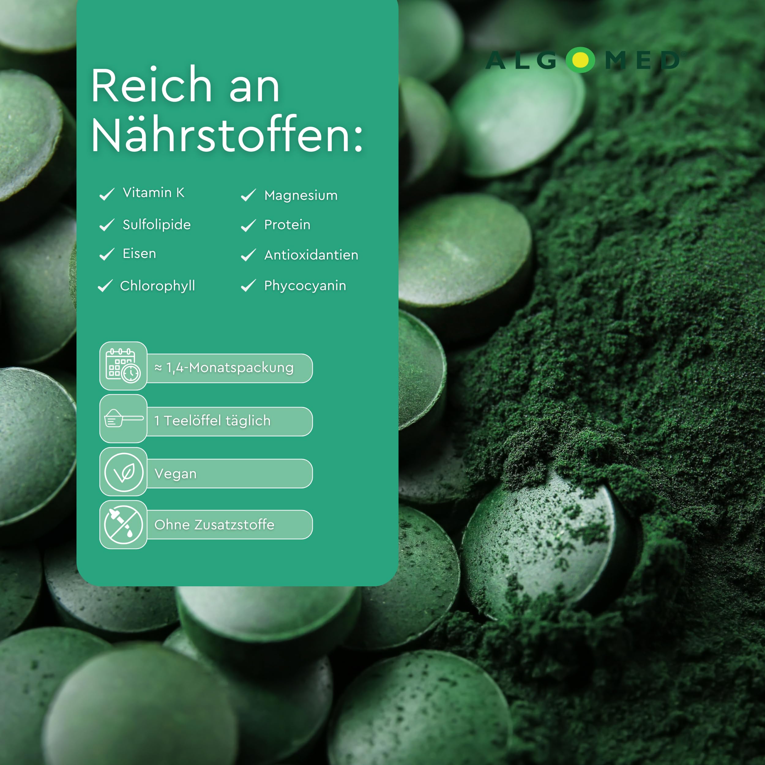 Spirulina Pulver | Direkt von der Algenfarm |100% Spirulina Platensis | 125 Gramm, ohne Konservierungsstoffe und Farbstoffe