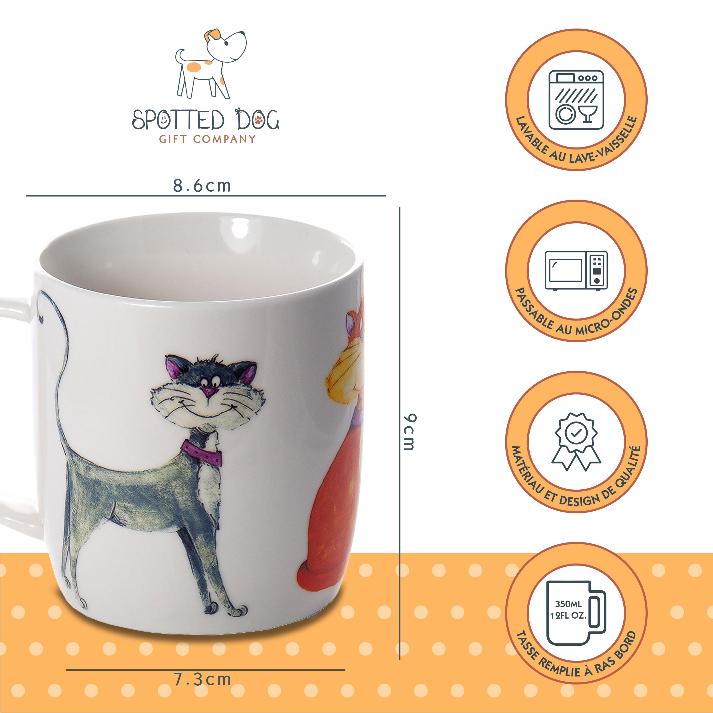 Image secondaire de Mug Original Chat en Porcelaine 350ml - Cadeau Idéal pour Amoureux des Chats