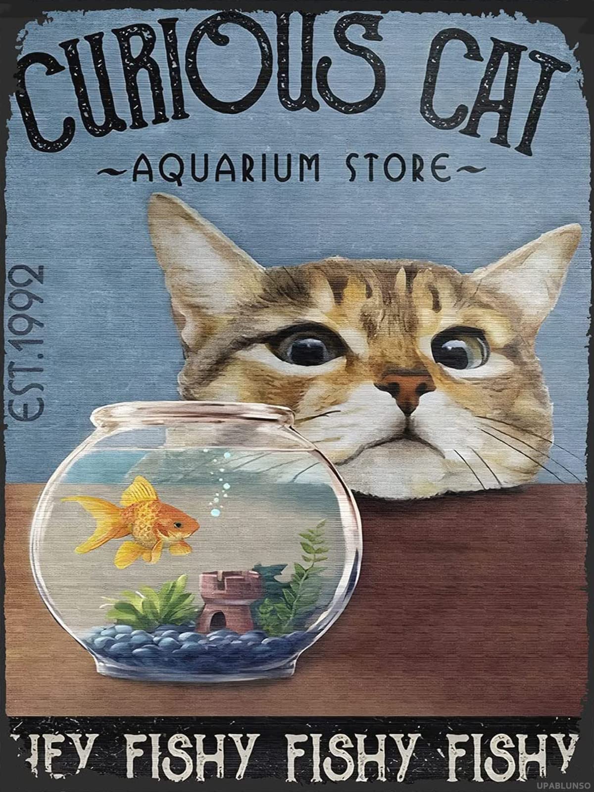 UPABLUNSO Aquarium and Cats Diamond Painting Kits Hey Cute Little Fish Adult Children's Digital Crystal Cross Stitch Kits, for Home Wall Decor Gifts 12 x 16 Inch