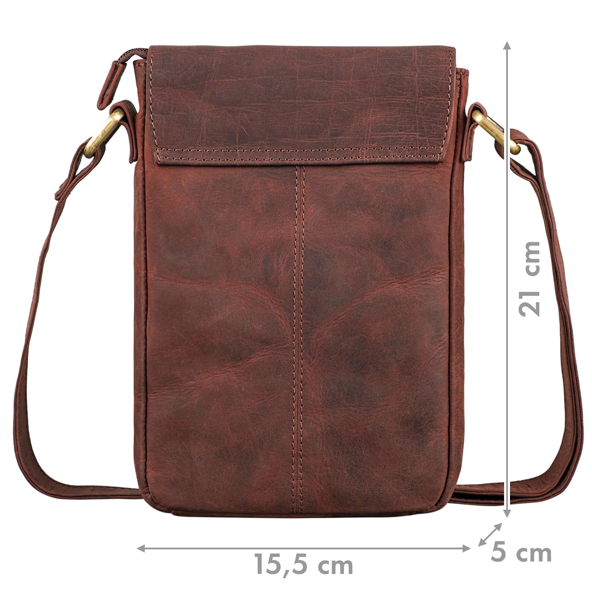 ROYALZ "Louisiana Leder Umhängetasche Klein für Männer Herren Ledertasche Mini Seitentasche Vintage Look Tasche zum Umhängen;Farbe:Schwarz