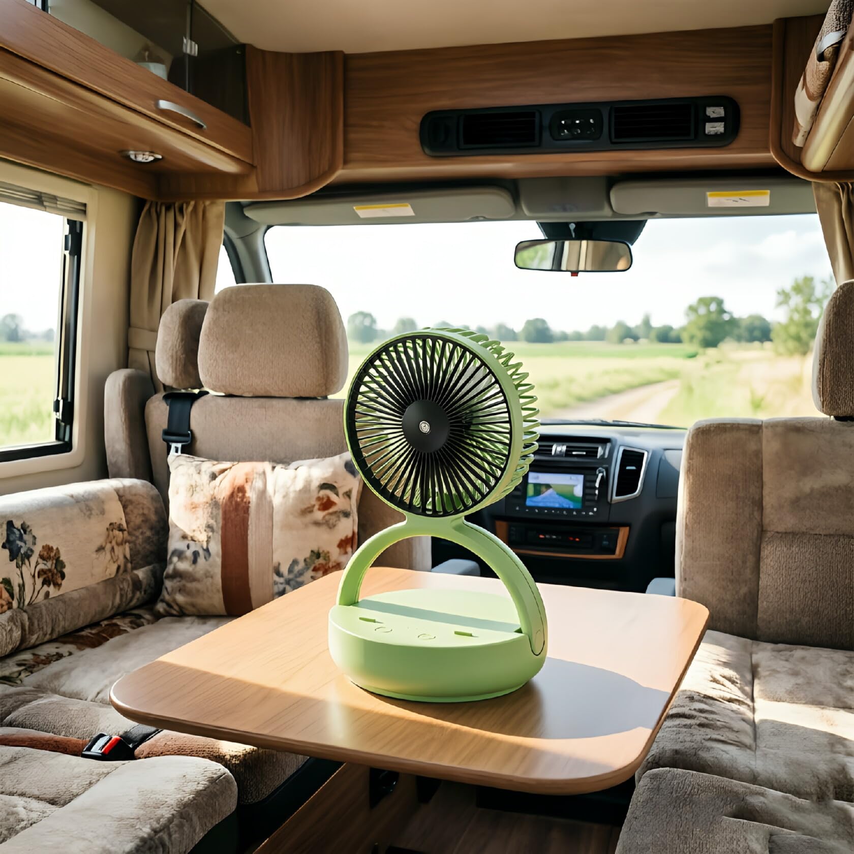 OGZ Ventilatore portatile da viaggio wireless con timer remoto, piccolo ventilatore da scrivania da 7 pollici con luce notturna a LED oscillazione di 90°, ventilatore USB ricaricabile per letto da
