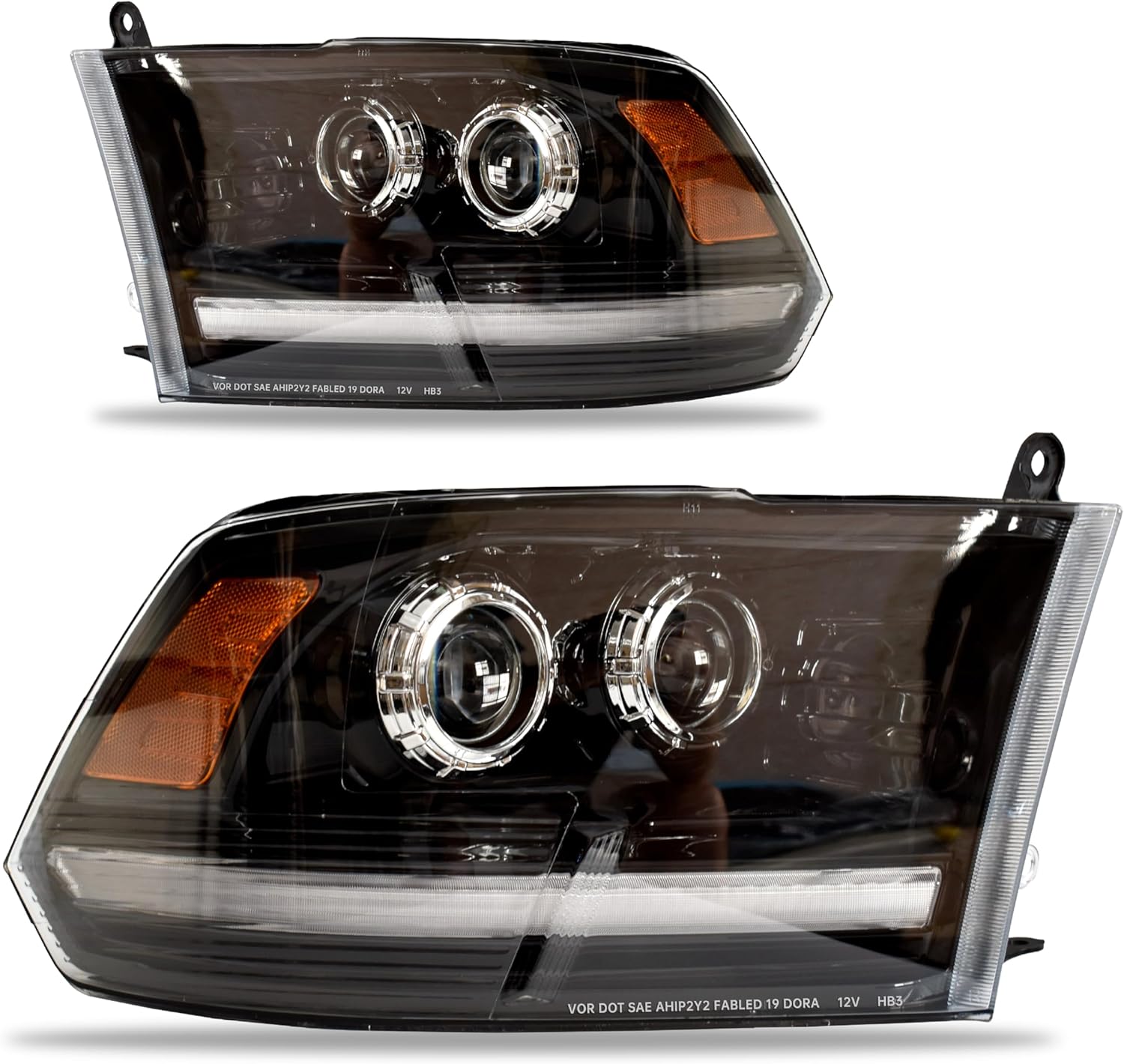 Projector LED Headlights Compatible with 2008-2022 Doge Ram 1500 2500 3500 Laramie with Start Animation DRL Sequential Turn Signal 12V Ram Head light