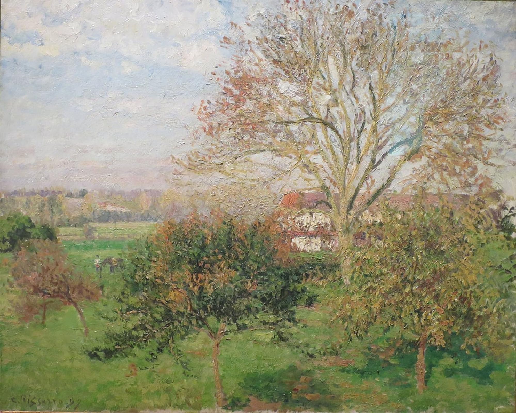 ARTXLXXBN Famous Art Print Poster Vintage Wall Art Autumn Morning At Éragny by Camille Jacob Pissarro Canvas Art Poster for Home Decor 60x90cm