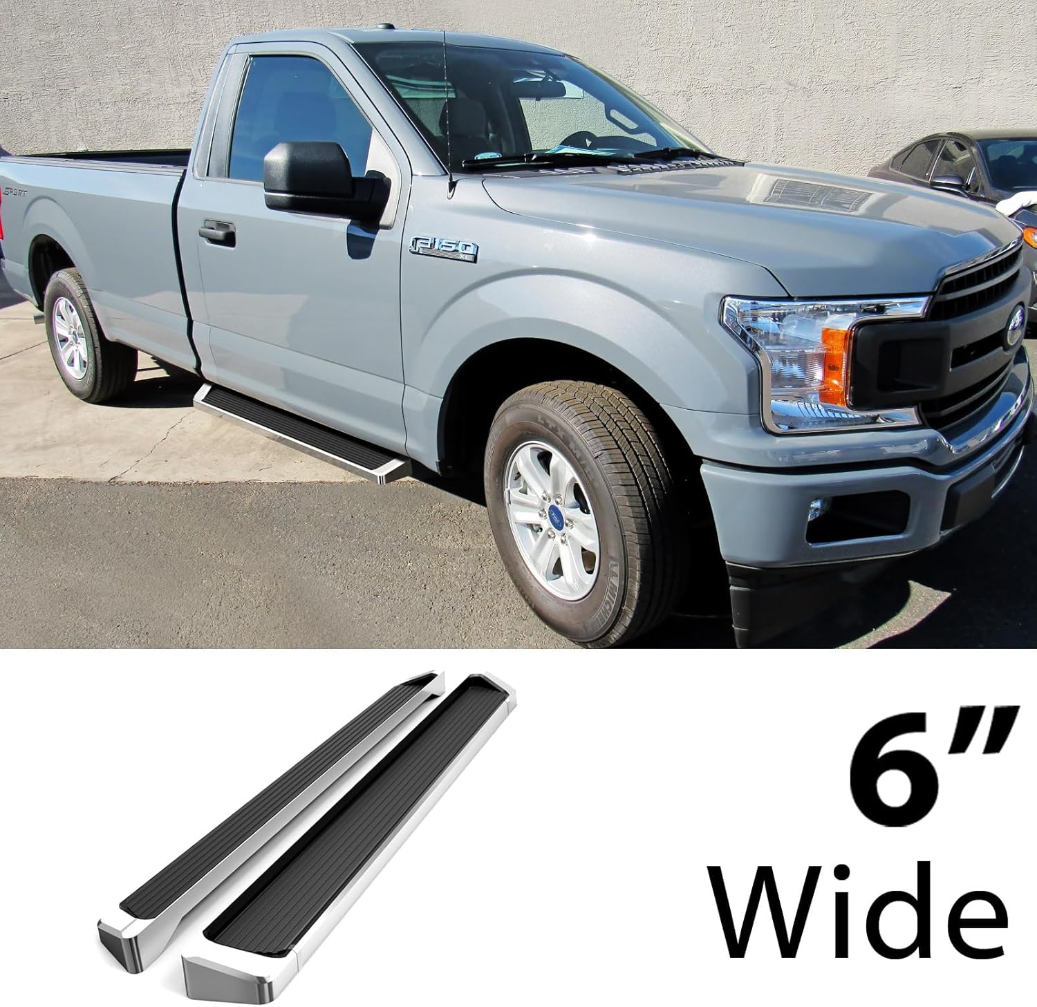 Compatible with Ford F150 2015-2026 Regular Cab & F-250 F-350 Super Duty 2017-2026 (Nerf Bar Side Steps) 6" Eboard Running Boards