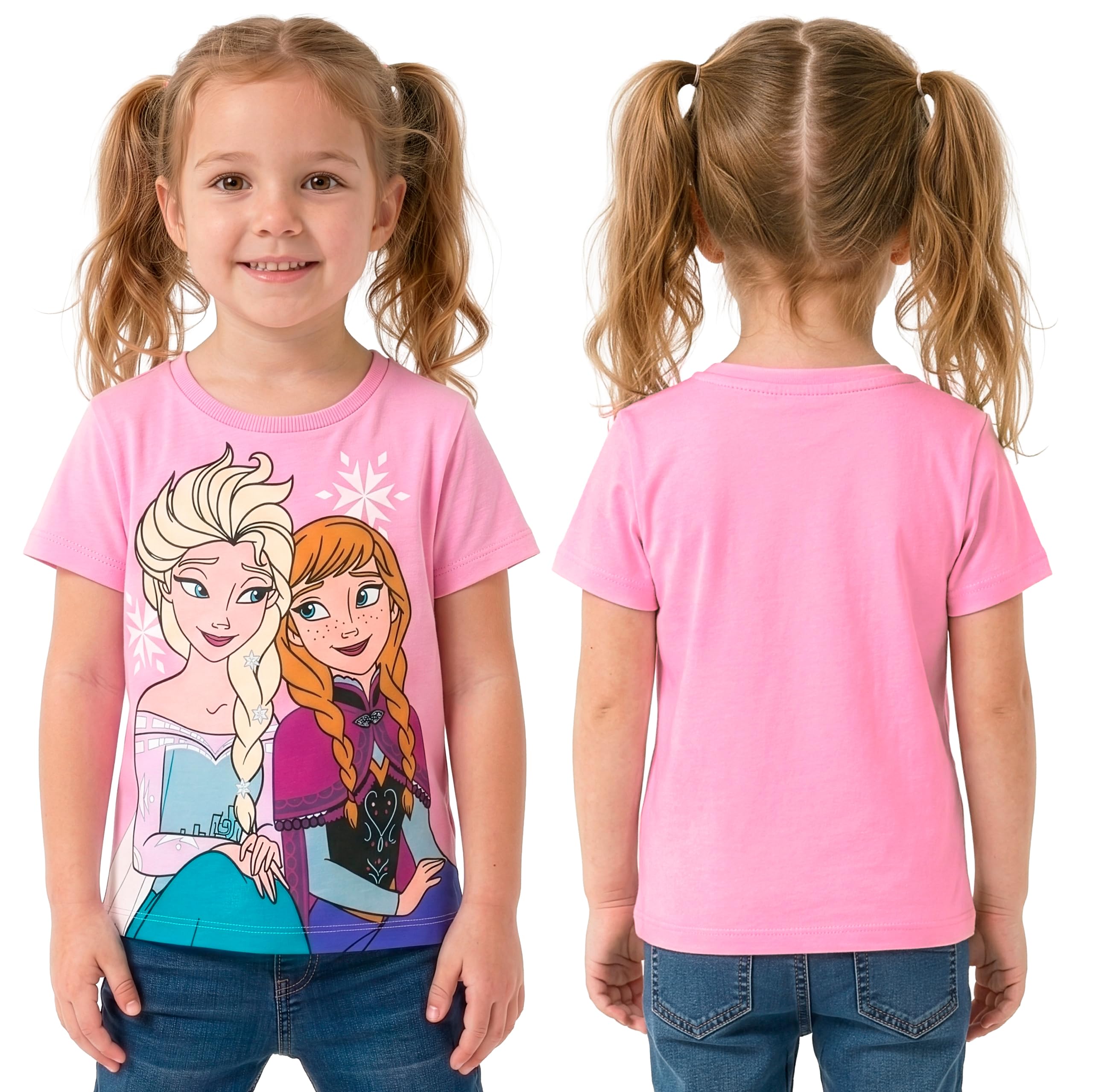 Disney Frozen Pack 3 Camisetas Niña con Elsa, Anna Y Olaf, Top Niña Manga Corta para El Verano, Ropa Niña