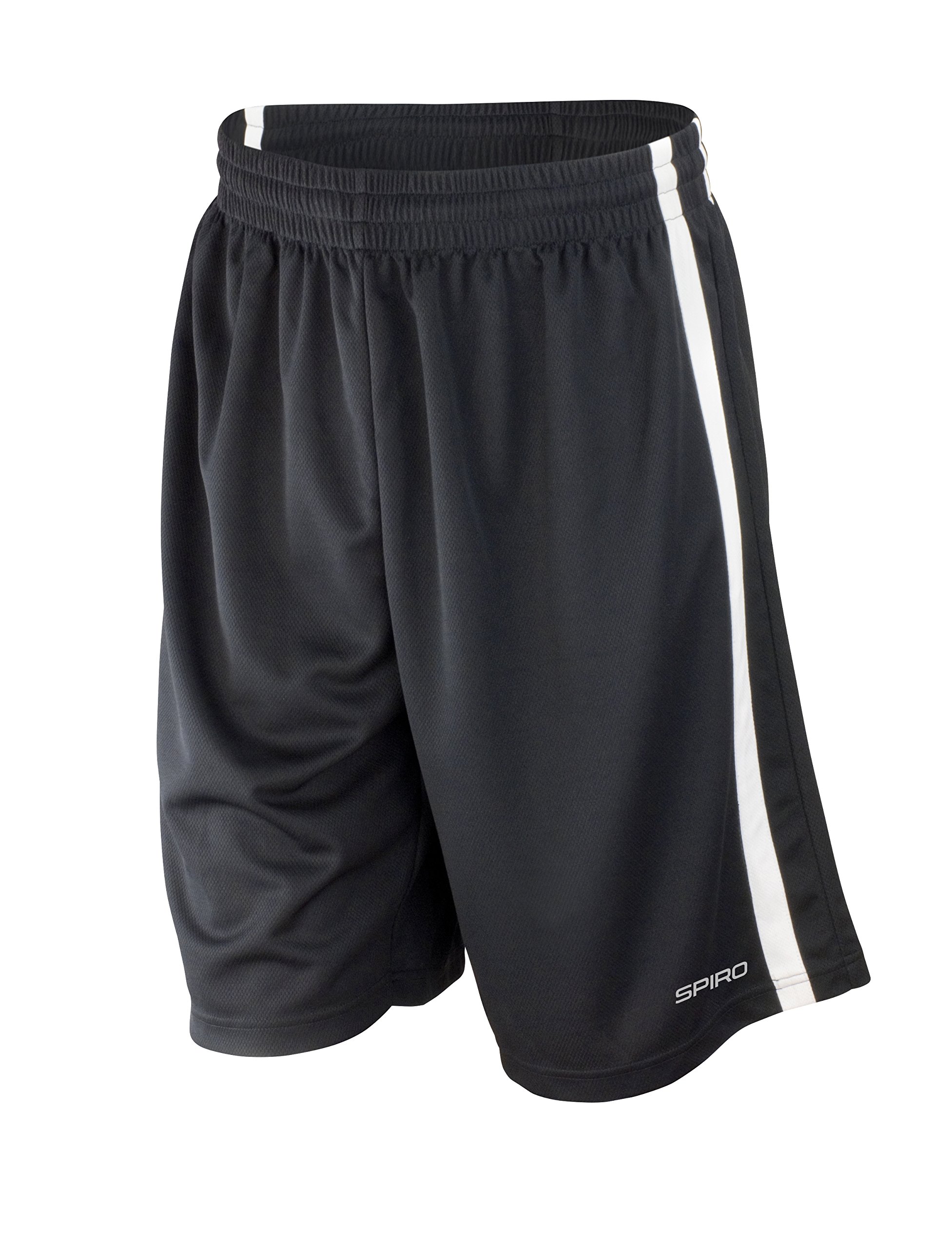 Spiro Men's Black/ White Basketball Quick Dry Shorts, S,