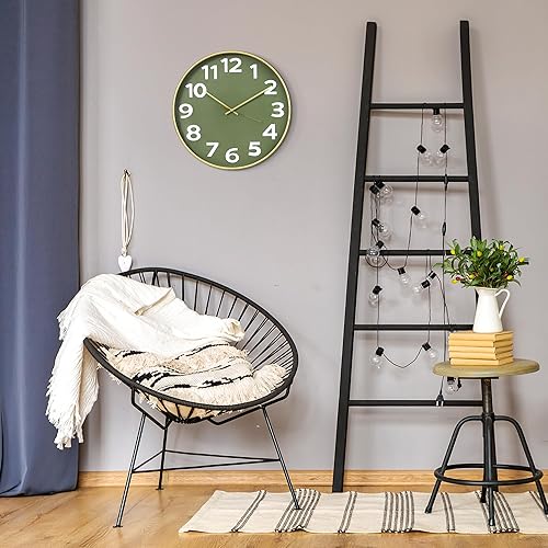 Miniatura 8 de Maxstar Reloj de pared de 10 pulgadas, funciona con pilas, silencioso y moderno, sin tictac, para sala de estar, dormitorio, cocina, oficina,