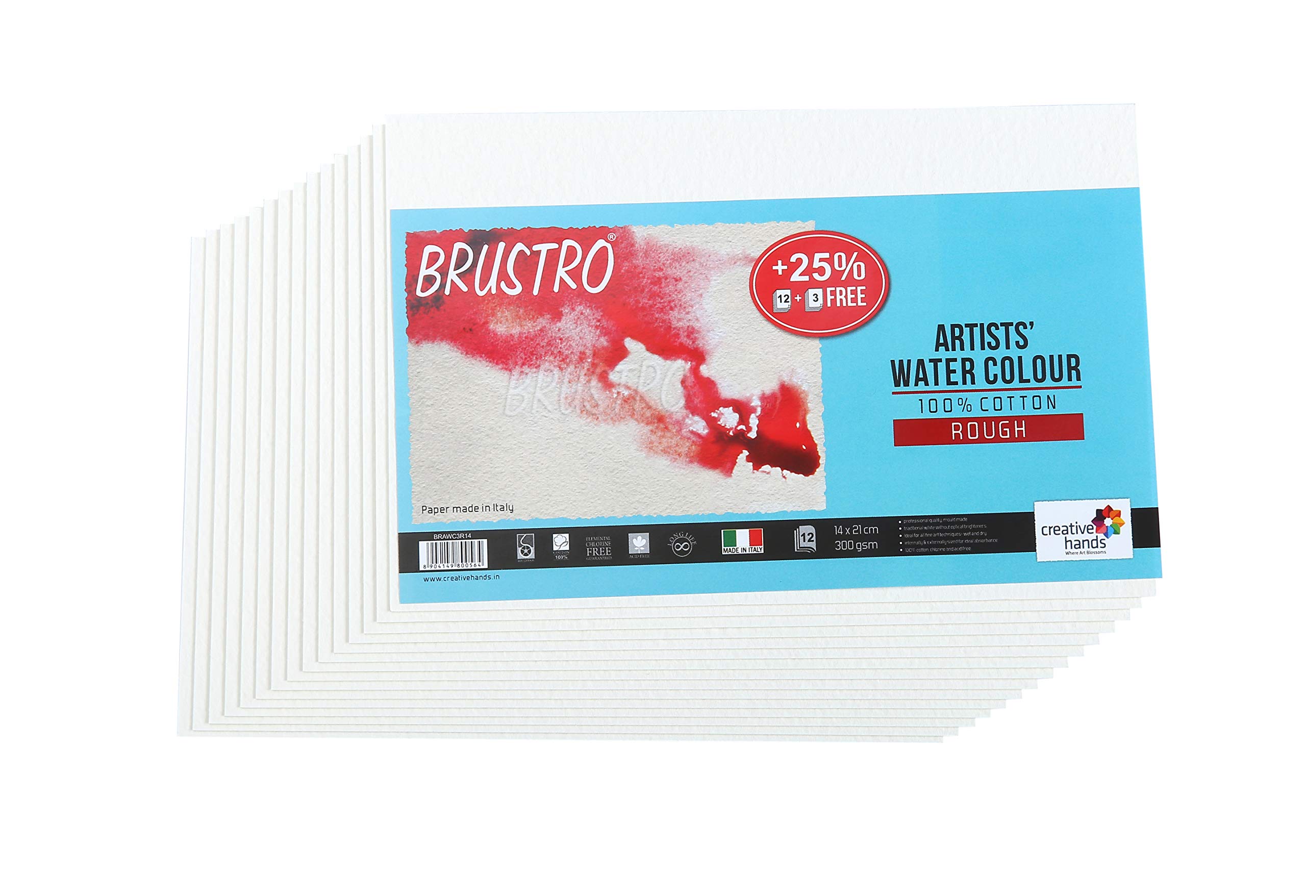 Brustro 100% Cotton Artists Watercolour Paper 300 GSM 14 X 21 cm Rough (12+3 Sheets) (B073XJDKH7) Amazon Price History, Amazon Price Tracker