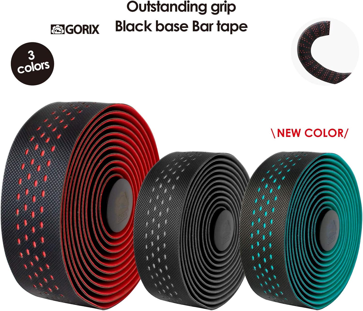GORIX Bar Tape Handlebar Grip Wrap+2 Bar Plug 2 Color Road Mountain Bicycle Cycling(GX-063BD(Global Edition))