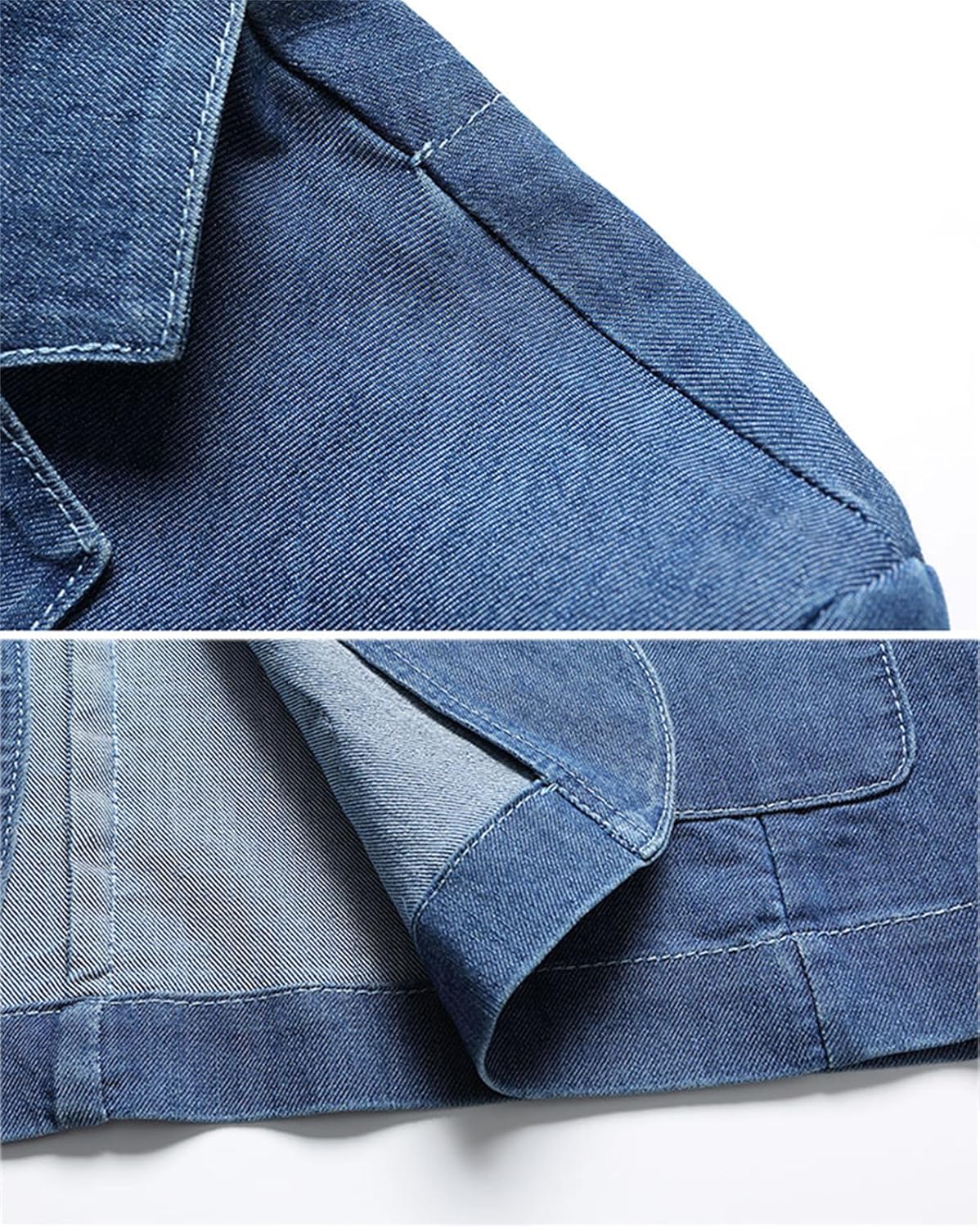 Cromoncent Men's Denim Sport Coat Lightweight Casual 2 Button Blazer Jacket