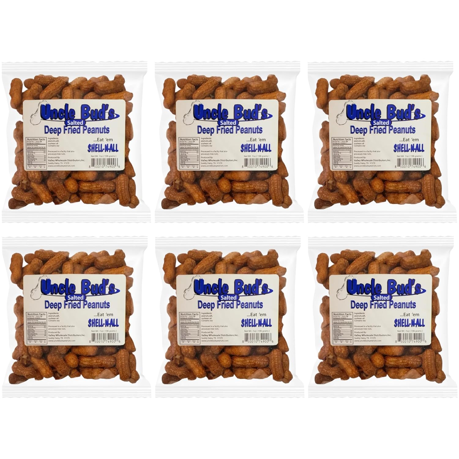 Deep Fried Peanuts -Eat em Shell & All! (SALTED) 6 PACK