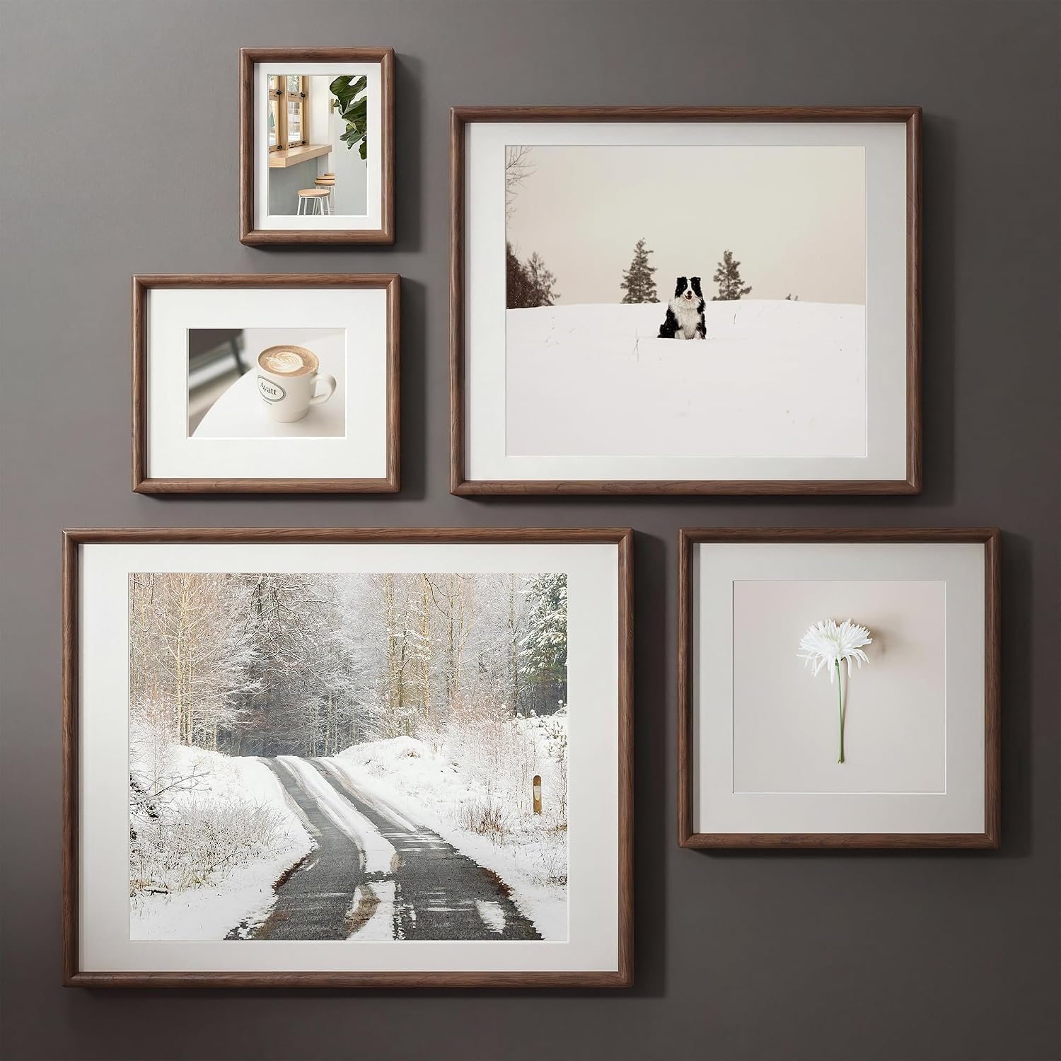 16 x 20 Picture Frame, Solid Walnut Wood Frame Matted for 11x14 Photos | Handcrafted Rounded Corners 16x20 Wooden Frame, HD Tempered Glass, Mortise-Tenon Joints, Horizontal or Vertical Wall Mounting