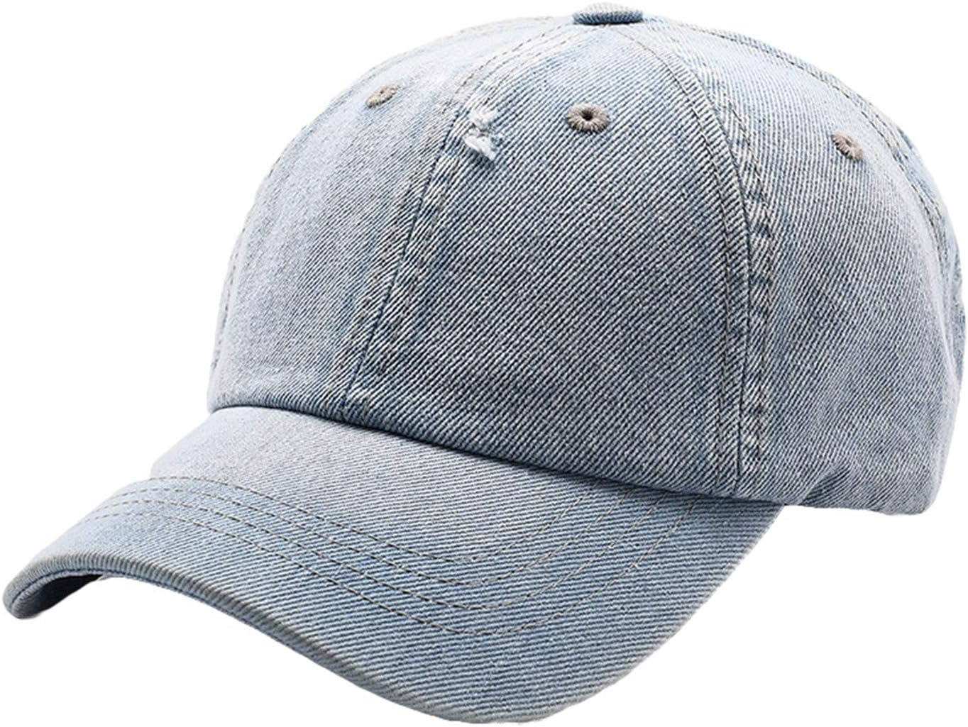 Distressed Washed Baseball Cap Vintage Denim Cotton Dad Hat Unisex Adjustable Polo Trucker Low Profile Dad Hat