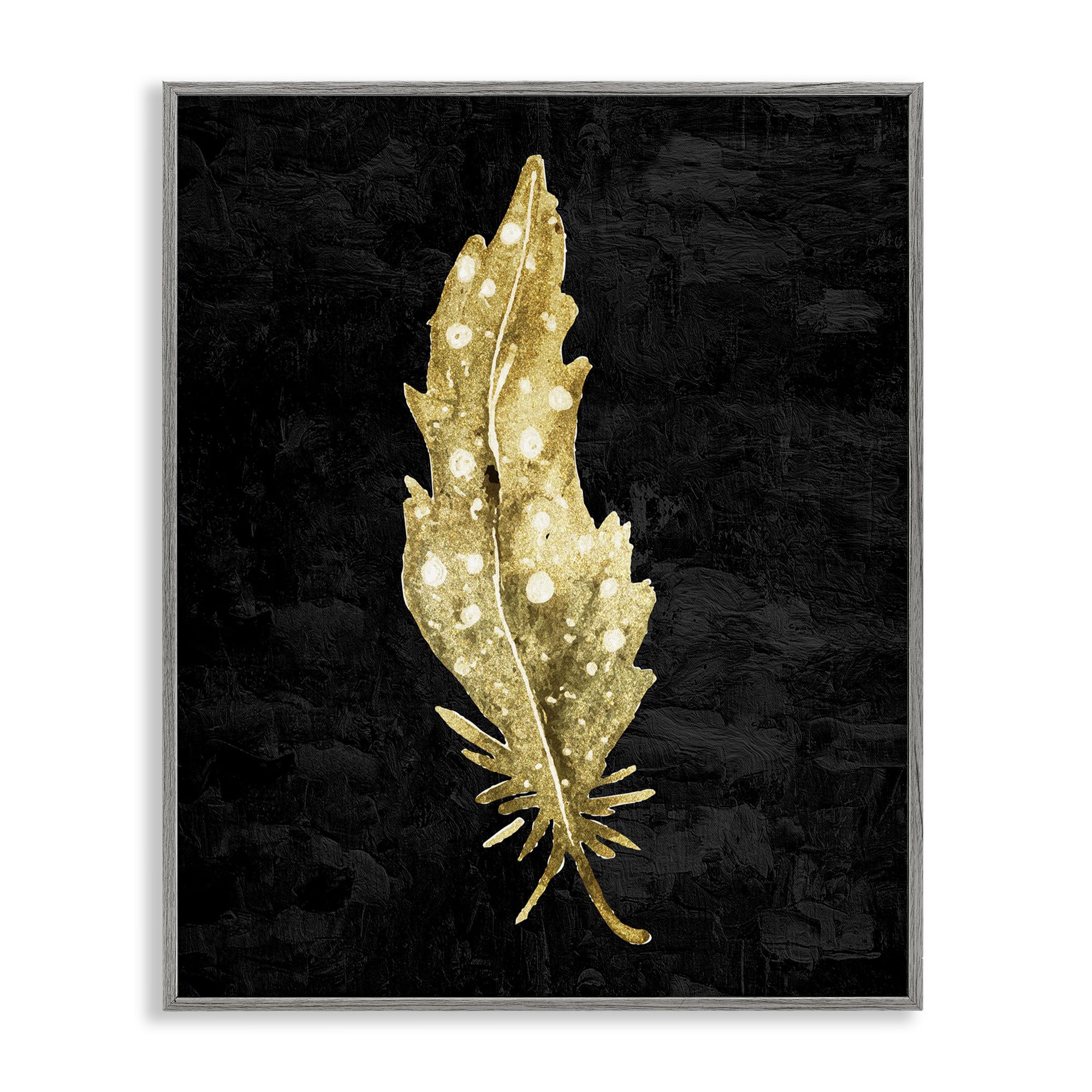 Stupell Industries Feather On Black Gray Framed Giclee Art, design by Kim Allen, 30 x 24