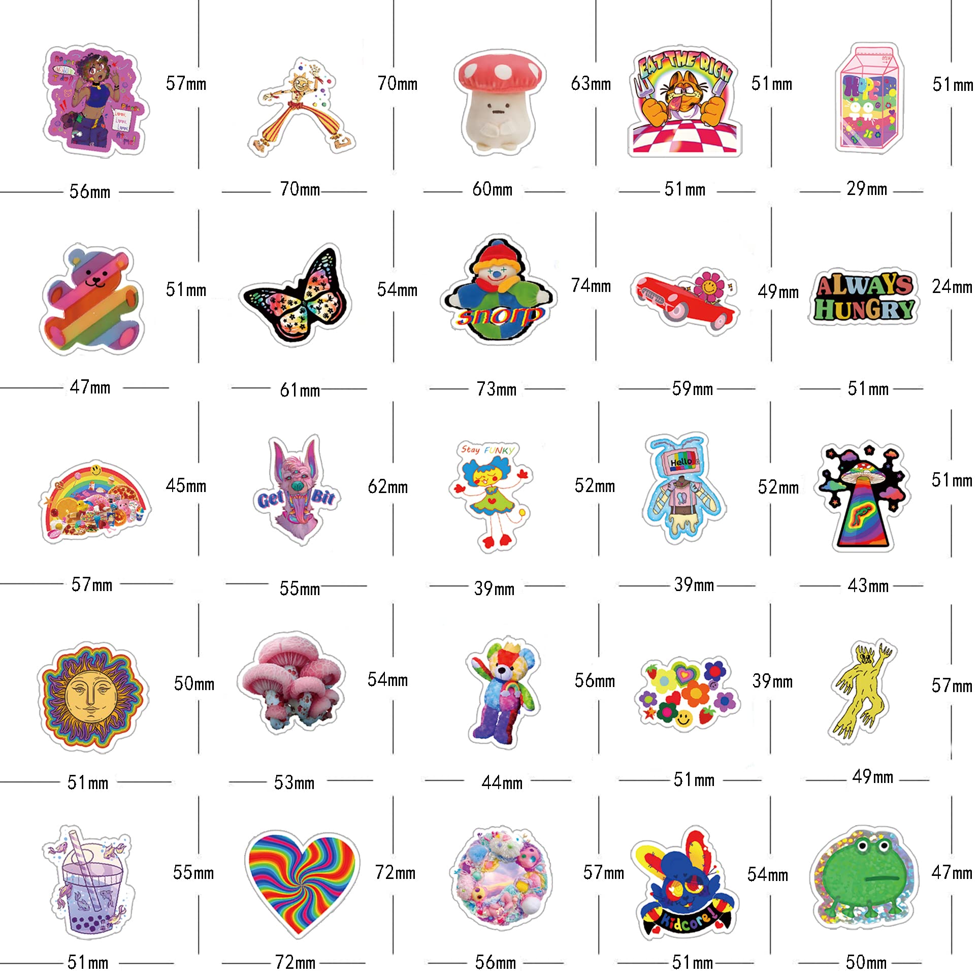 Psychedelic Aesthetic Decals 61 Pcs Kidcore Stickers Pack - Psychedelic ...