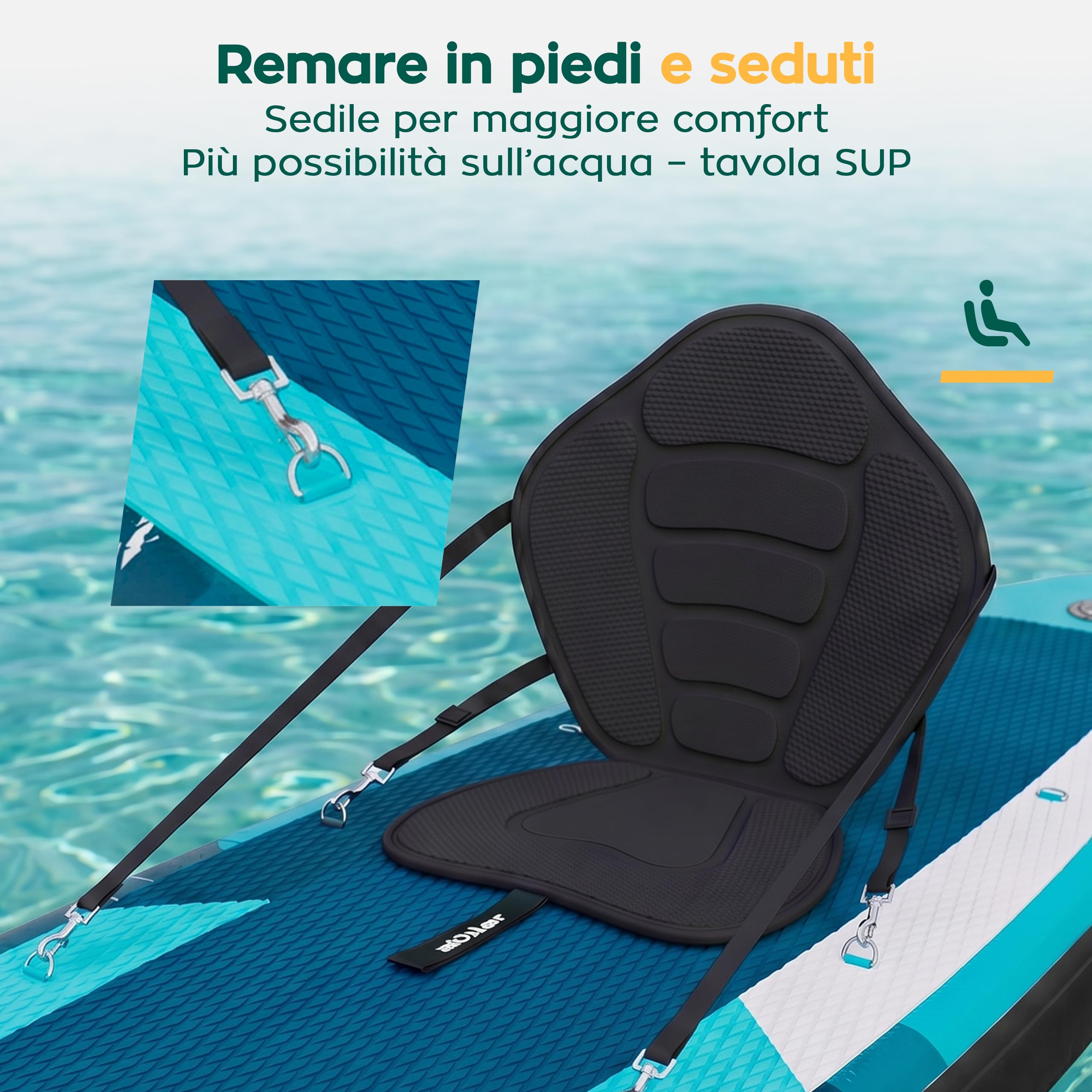 Athler Zander 350 SUP Gonfiabile fino a 180 kg – Set con Sedile Kayak