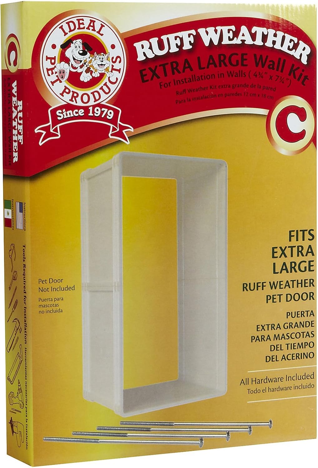 Ideal Pet Products Ruff-Weather Pet Door Wall Installation Kit, Extra Large, 9.75" x 17" Flap Size