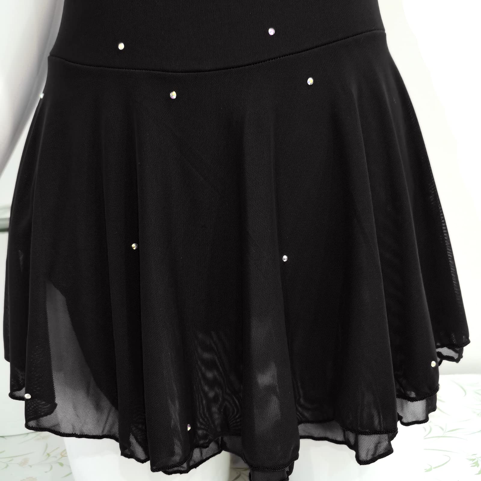 LIUHUO Robe de Patinage Artistique pour Filles et Femmes avec Strass