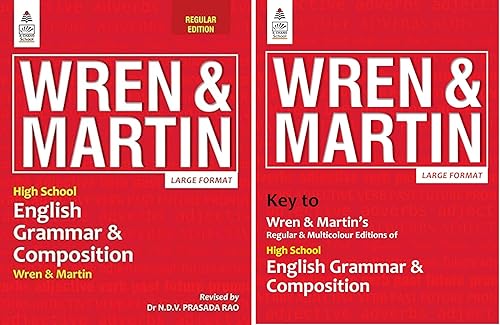WREN &amp; MARTIN HIGH SCHOOL ENGLISH GRAMMAR &amp; COMPOSITION &amp; Key 2 BOOKS COMBO LATEST EDITION 2023-24