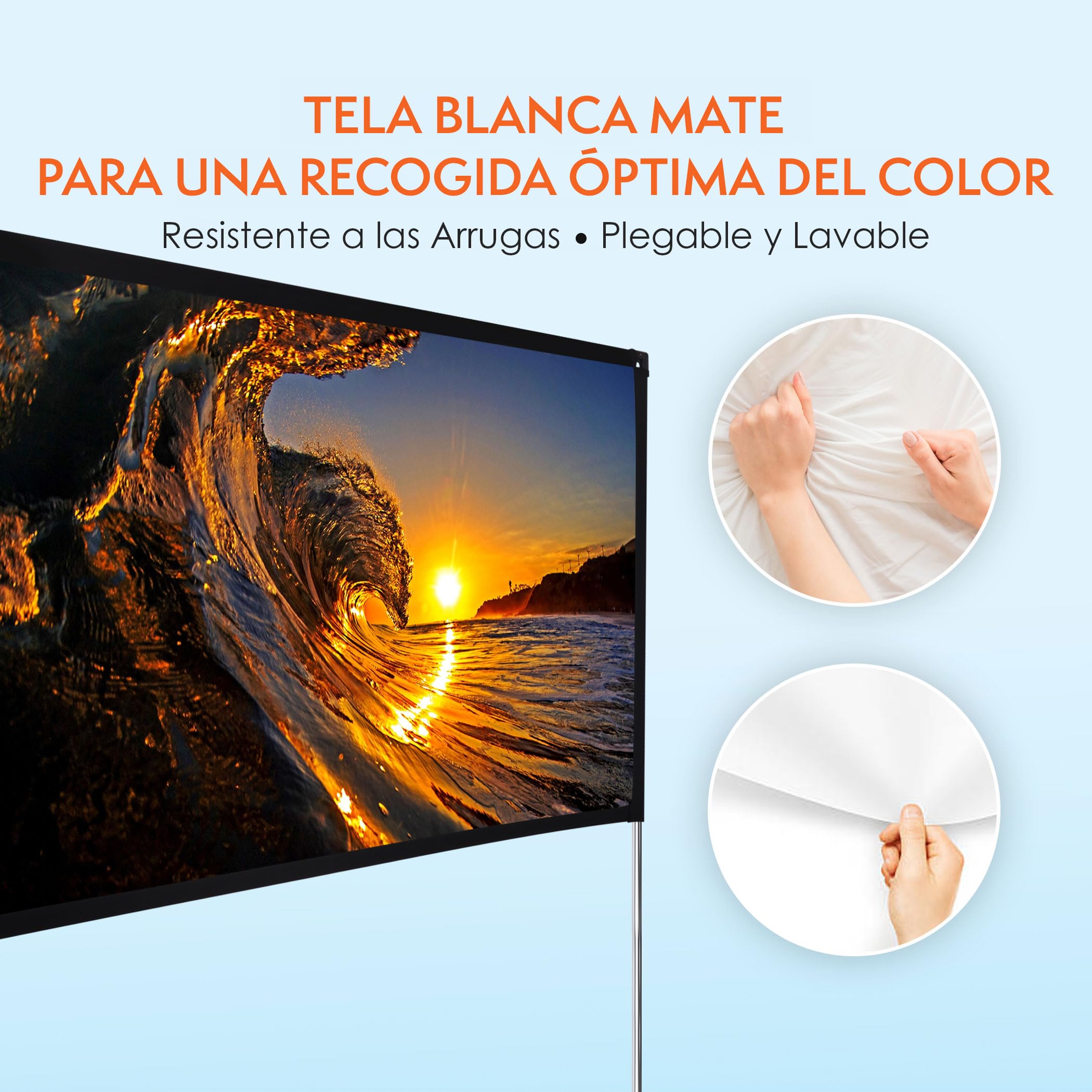 Pyle Pantalla de Proyector 254cm 16:9 HD 4K Portátil Plegable