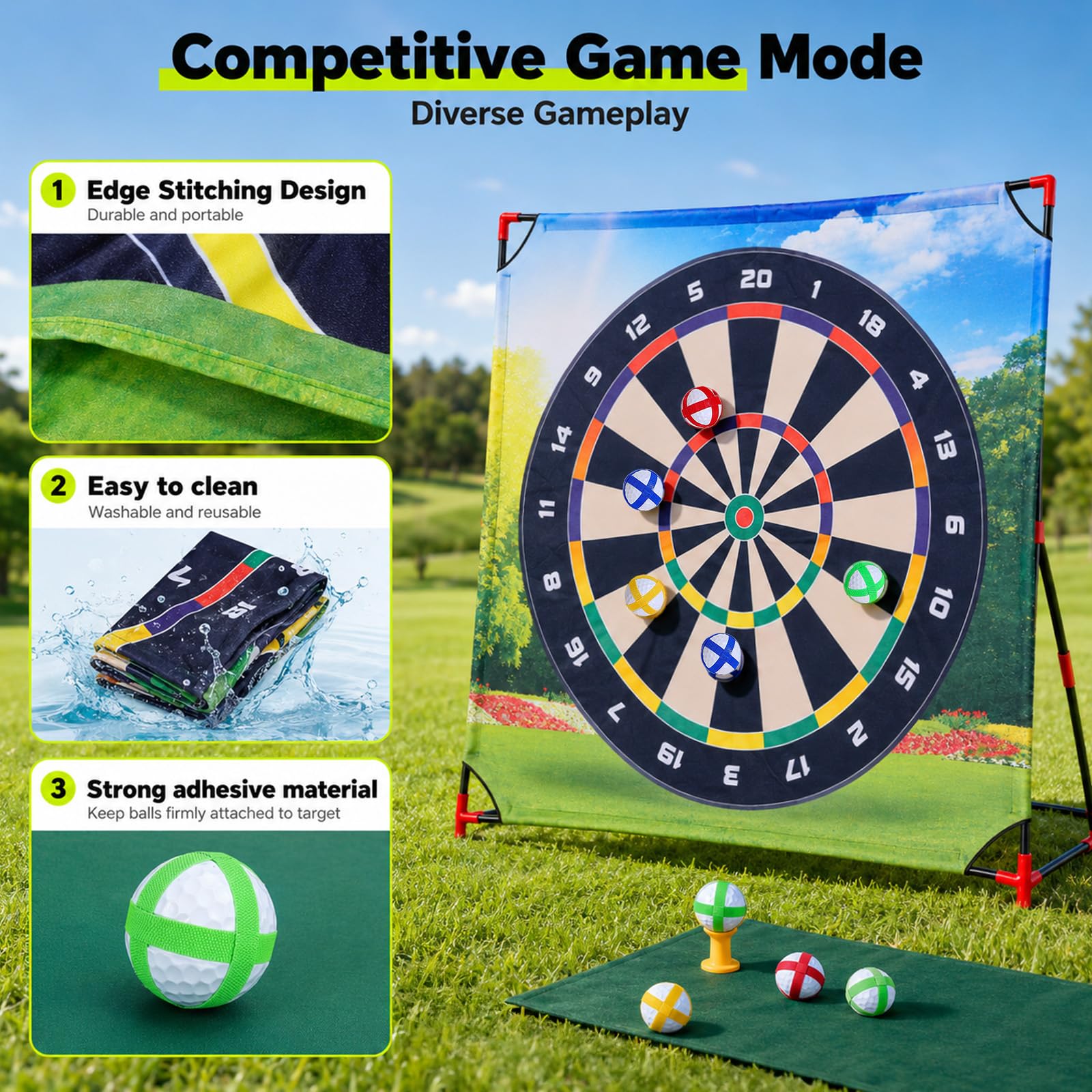 Golfspielset, Golf Battle Spielset Draußen Drinnen Minigolf Kinder Spiele Erwachsene Gartenspiele mit 2 Golfschläger 24 Bällen und Anzeigetafel Fördert Aktives Spielen Golf-Fähigkeiten