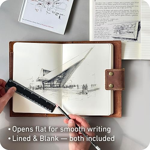 Miniatura 2 de Albero - Diario recargable de cuero genuino para hombres y mujeres, cubierta de cuero marrón vintage de 5 x 8 pulgadas, 200 + 200 páginas forradas y