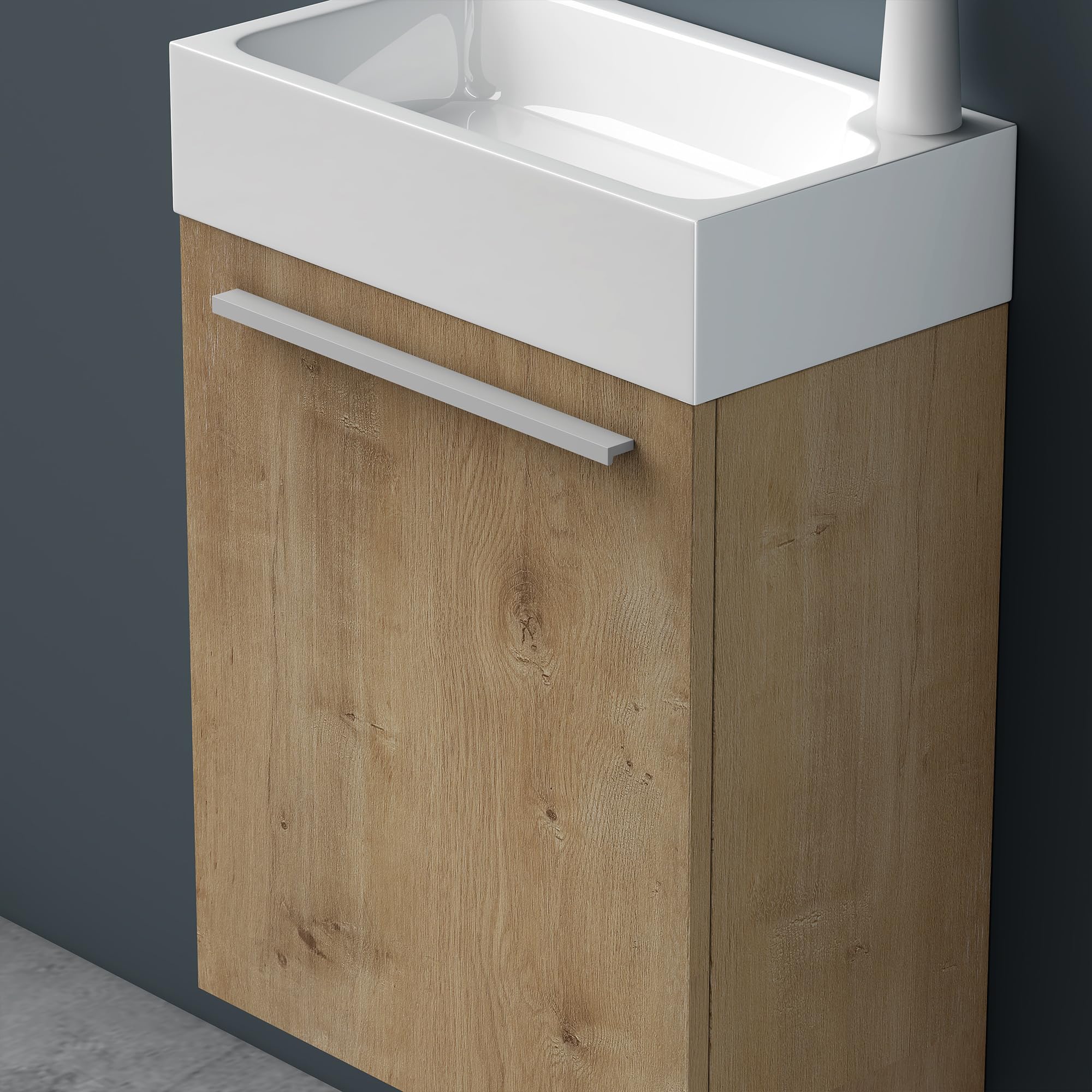 Mai & Mai Meuble de Salle de Bain Marron Clair 46cm Meubles de Salle de Bain Suspendu avec Vasque