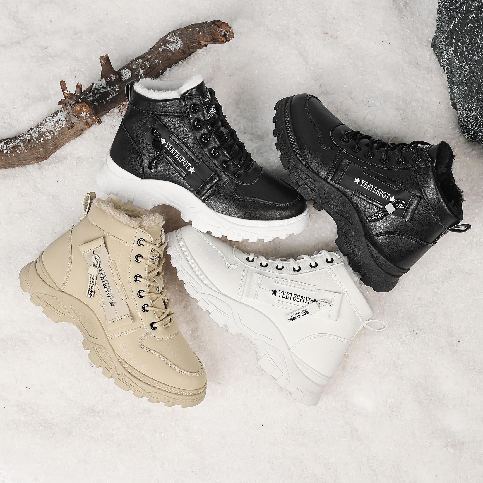 Botas para Mujer Invierno Calentar Forrado Botines Nieve Zapatos | Cálido Forrado Botines Antideslizante Caminar Zapatos Aire libre Deportivo Zapatos Casuales Viaje Boots