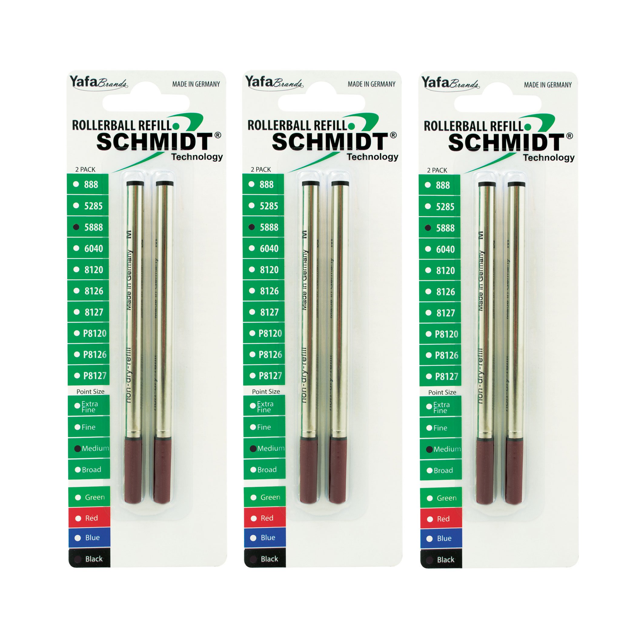 Schmidt Safety 5888 Ceramic Rollerball Medium Point 0.7mm Metal Tube, Black, 6 Pack Blister (SC58164)