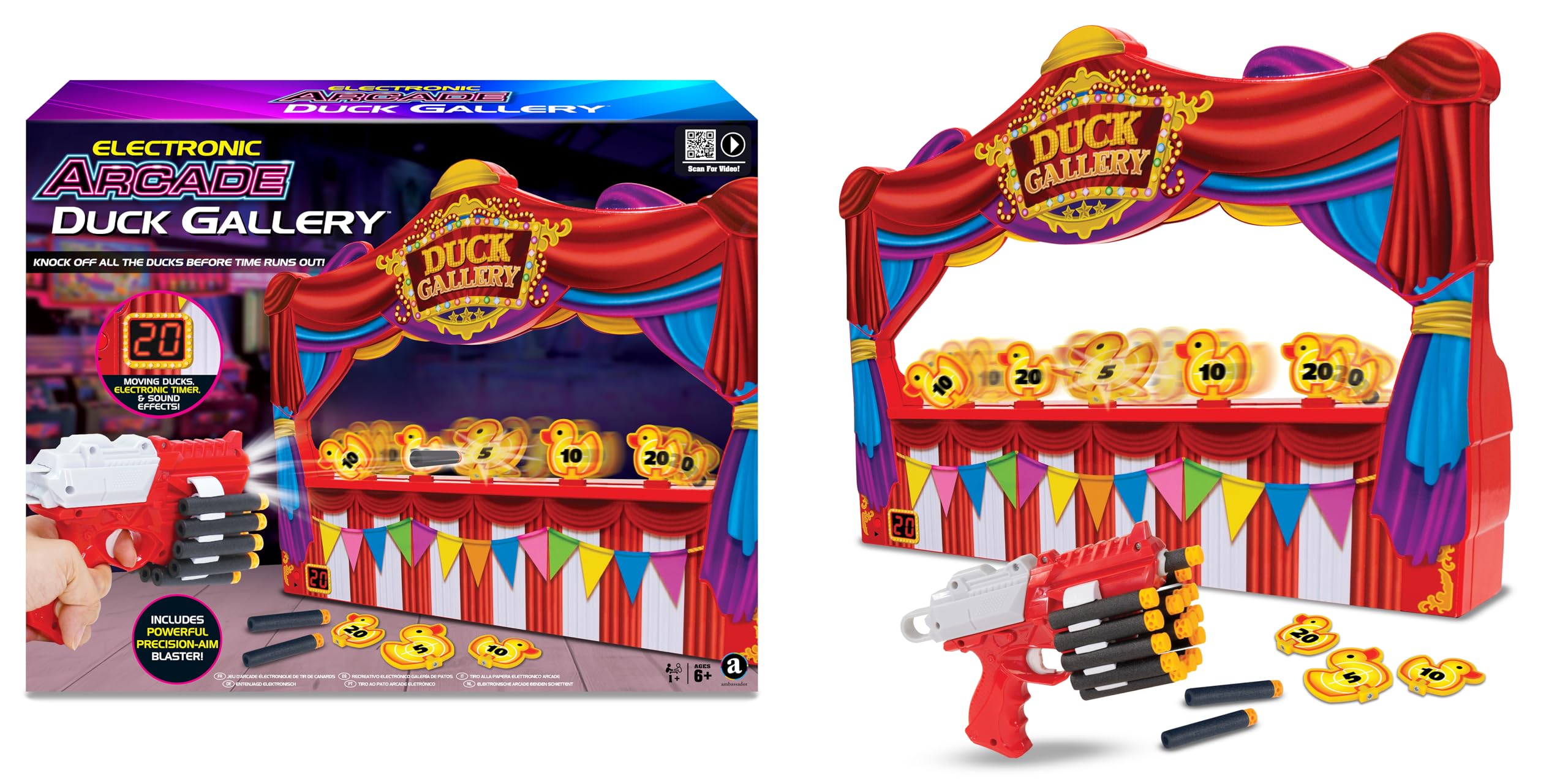 Ambassador Hamleys Duck Fairground Game Shooting Gallery Dart Included Toys for Kids Multiplayer Game Set for Kids Age 6 years +