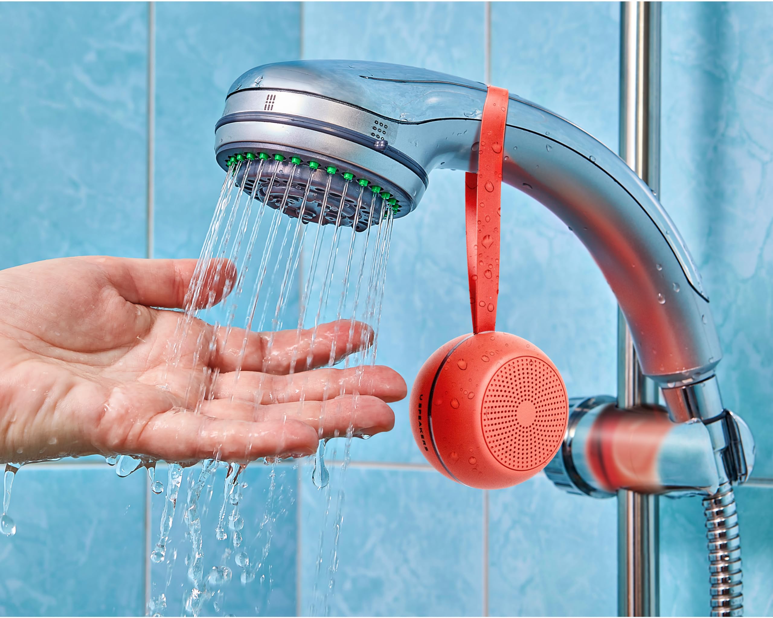 Fashionit U Hydro Speaker (Blood Orange), IPX6 High Pressure Water Resistant Shower & Outdoor Bluetooth 5.0 Lightweight Mini Speaker, Quality Sound Performance, Beach, Pool Party, Camping, Hiking