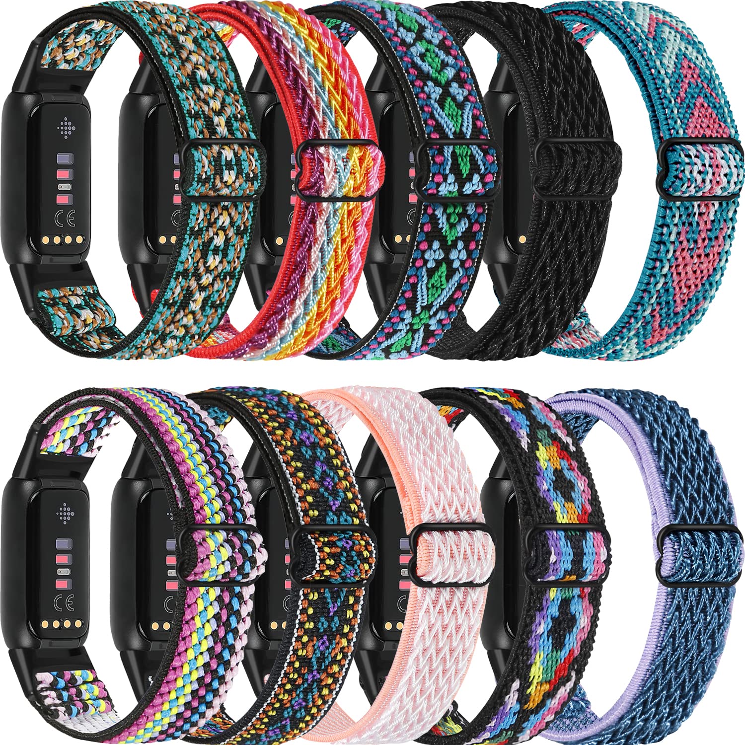 ShuYo Adjustable Elastic Nylon Watch Band Compatible with Fitbit Luxe for Women Men,Soft Stretch Replacement Band for Fitbit Luxe Fitness and Wellness Tracker