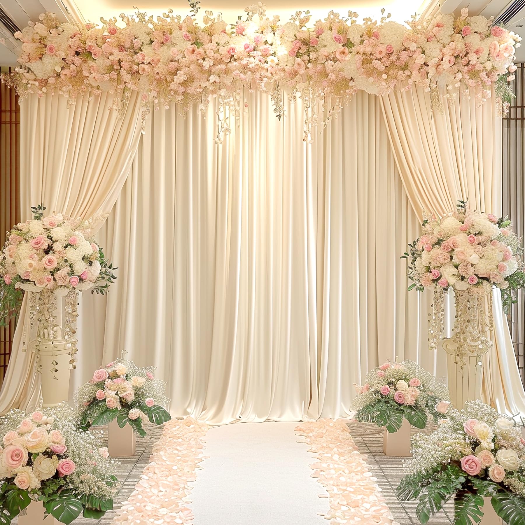 10x10 Champagne Backdrop Curtain for Parties Wedding Baby Shower Wrinkle Free Photo Curtains Backdrop Drapes Fabric Decoration for Bridal Shower 5ft x 10ft,2 Panels — view 9